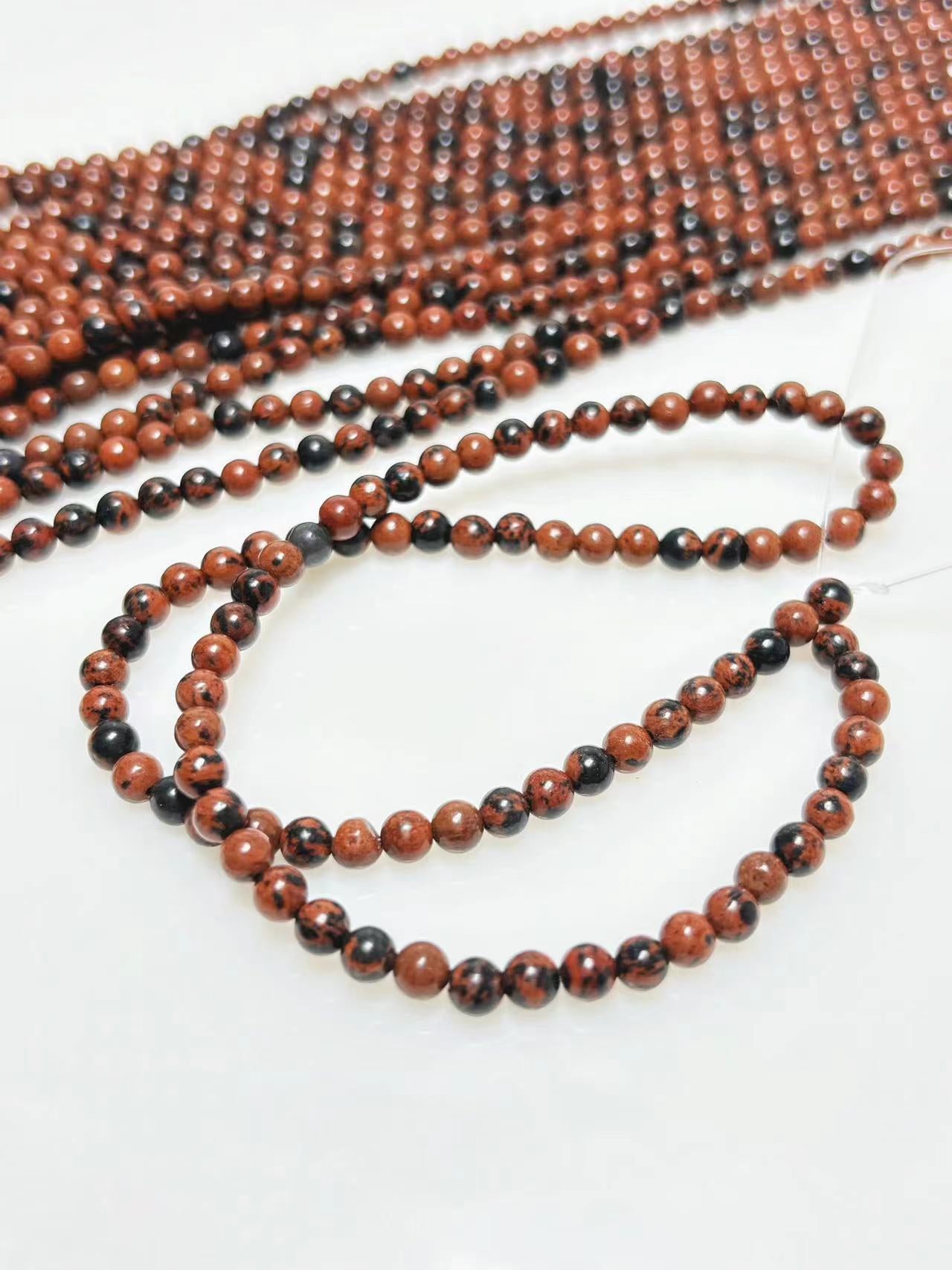 4mm Mahogany obsidian beads strand