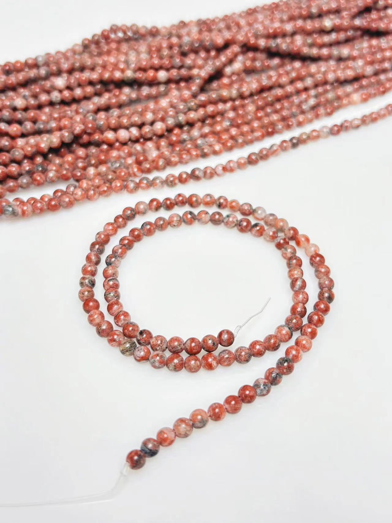 4mm Red larvikite beads strand