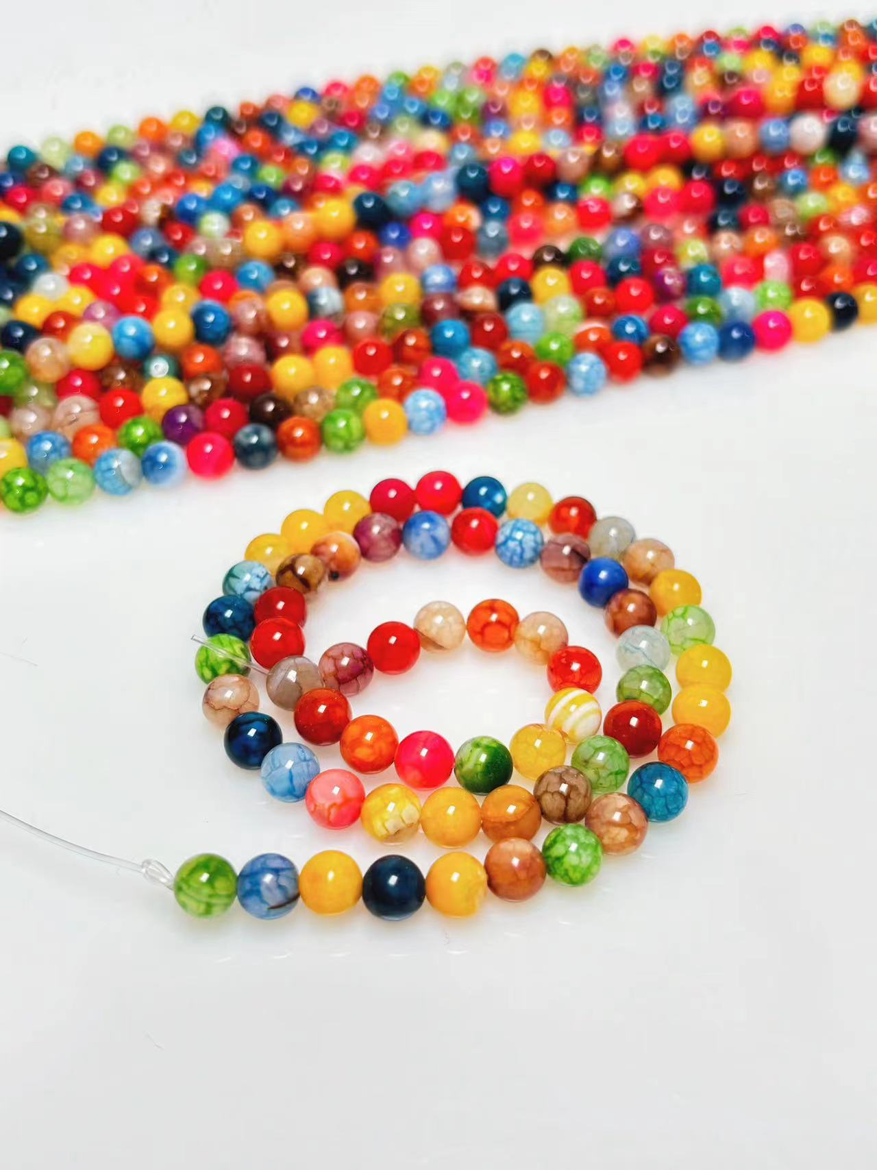 6mm Colorful leopard skin beads strand