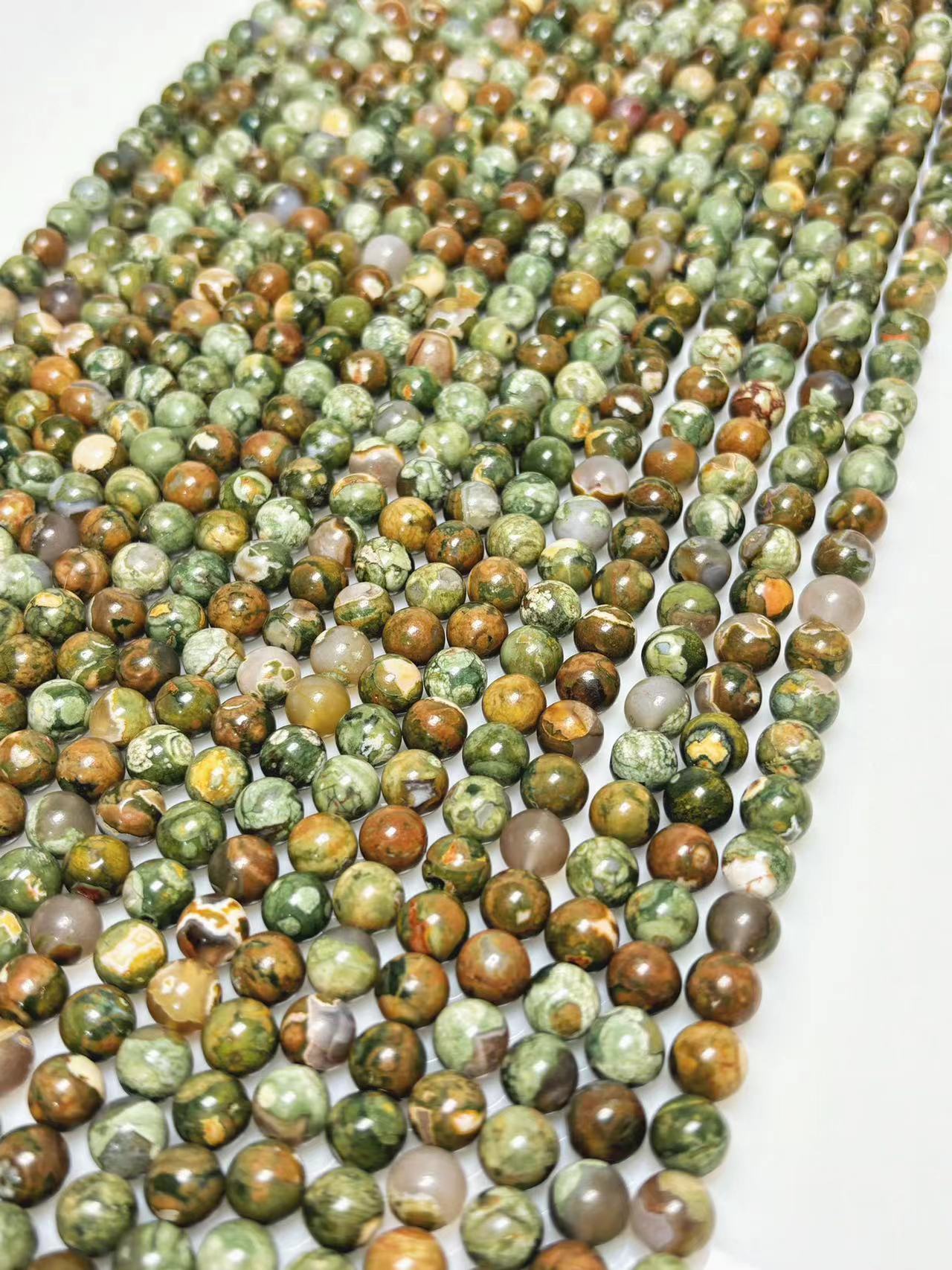 8mm Rainforest jasper beads strand
