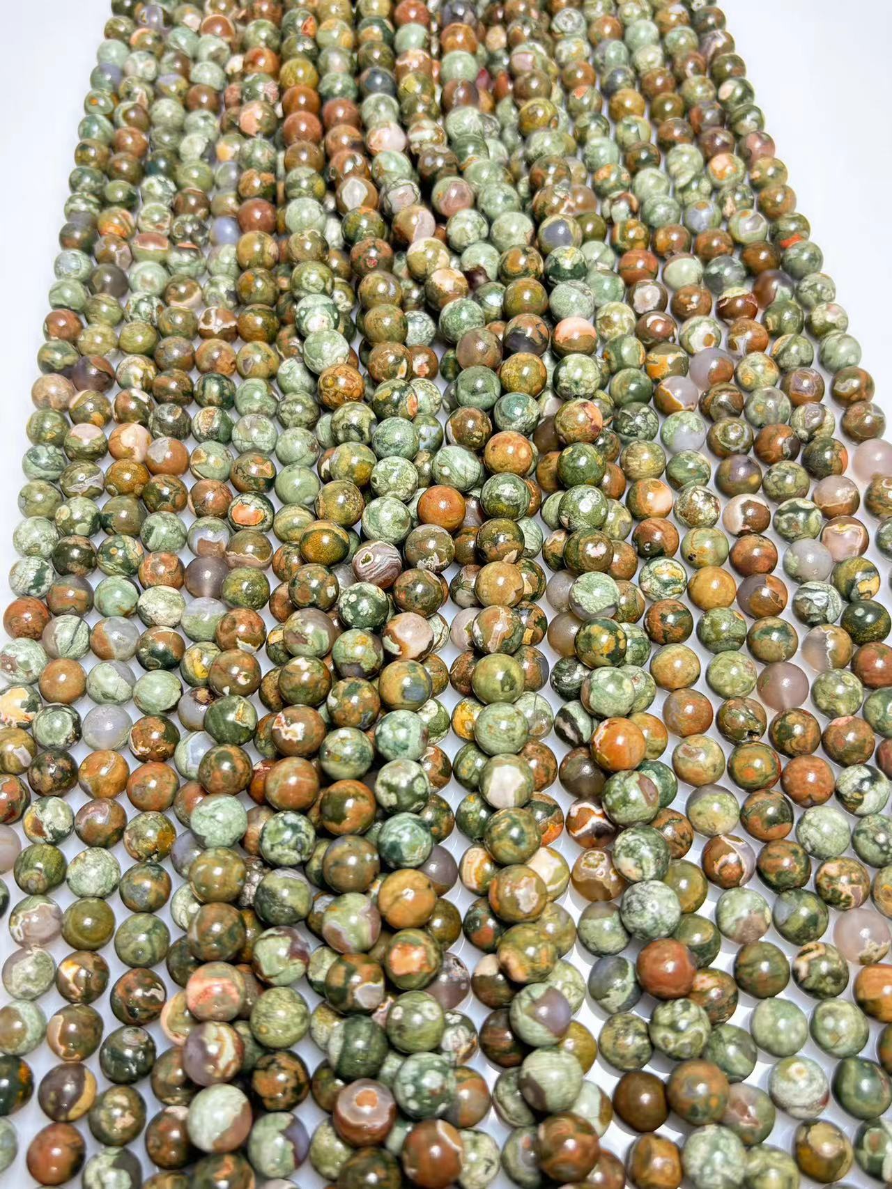 8mm Rainforest jasper beads strand