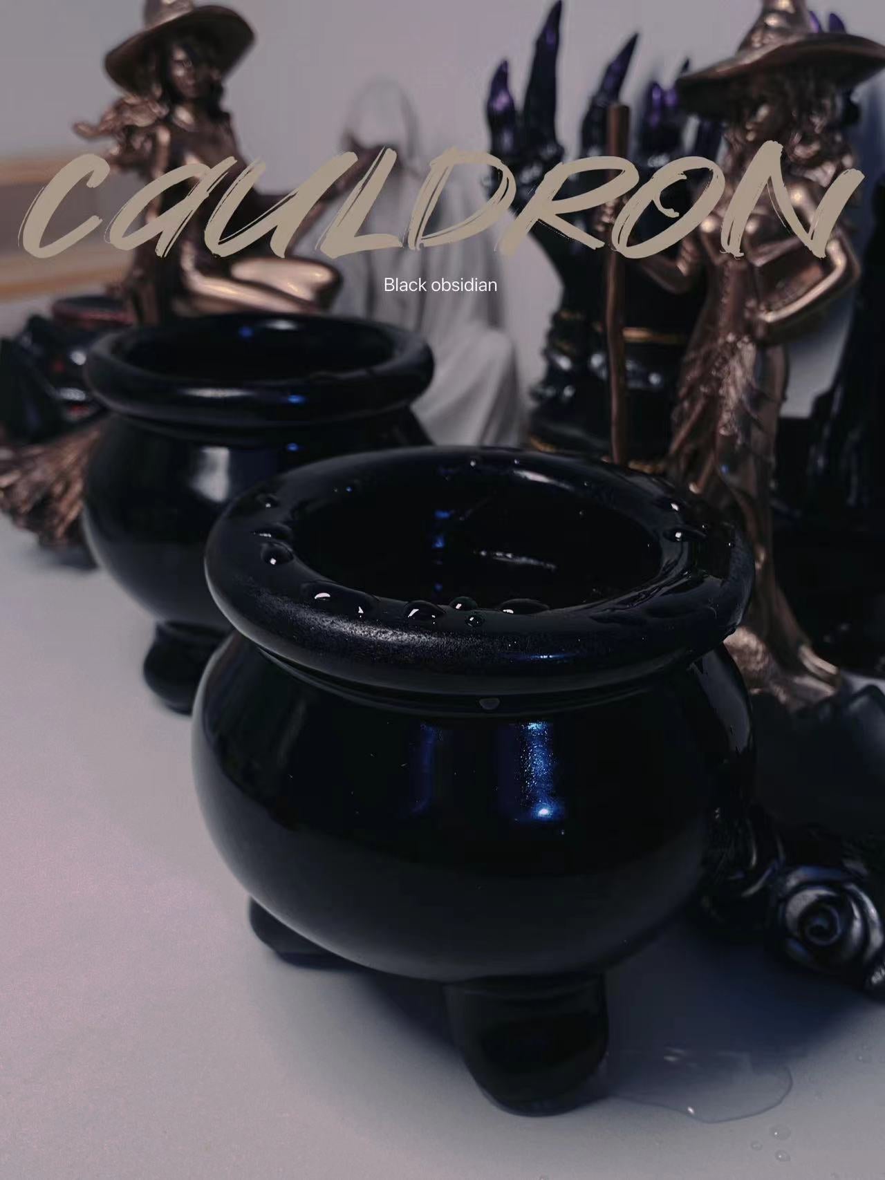 Black obsidian cauldron