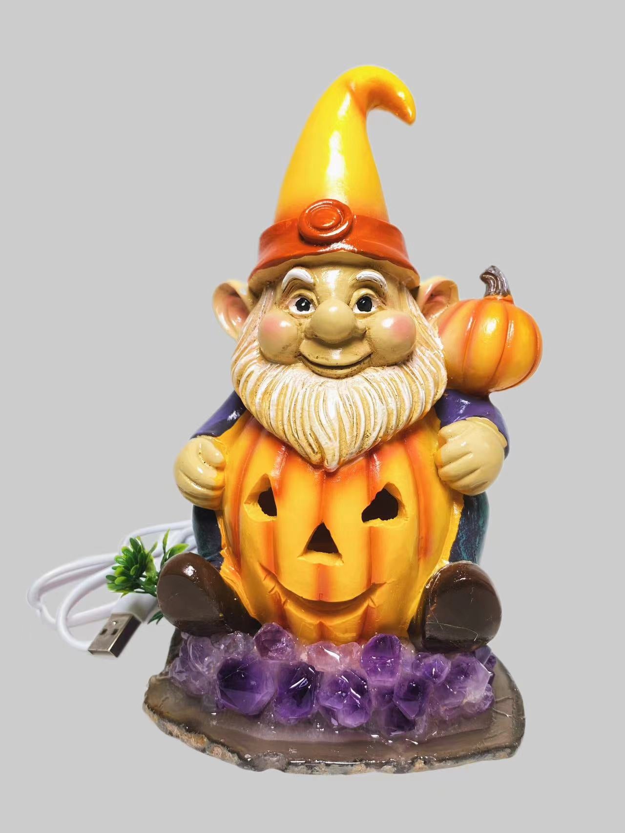 Oldman pumpkin light amethyst clusters/agate bottom