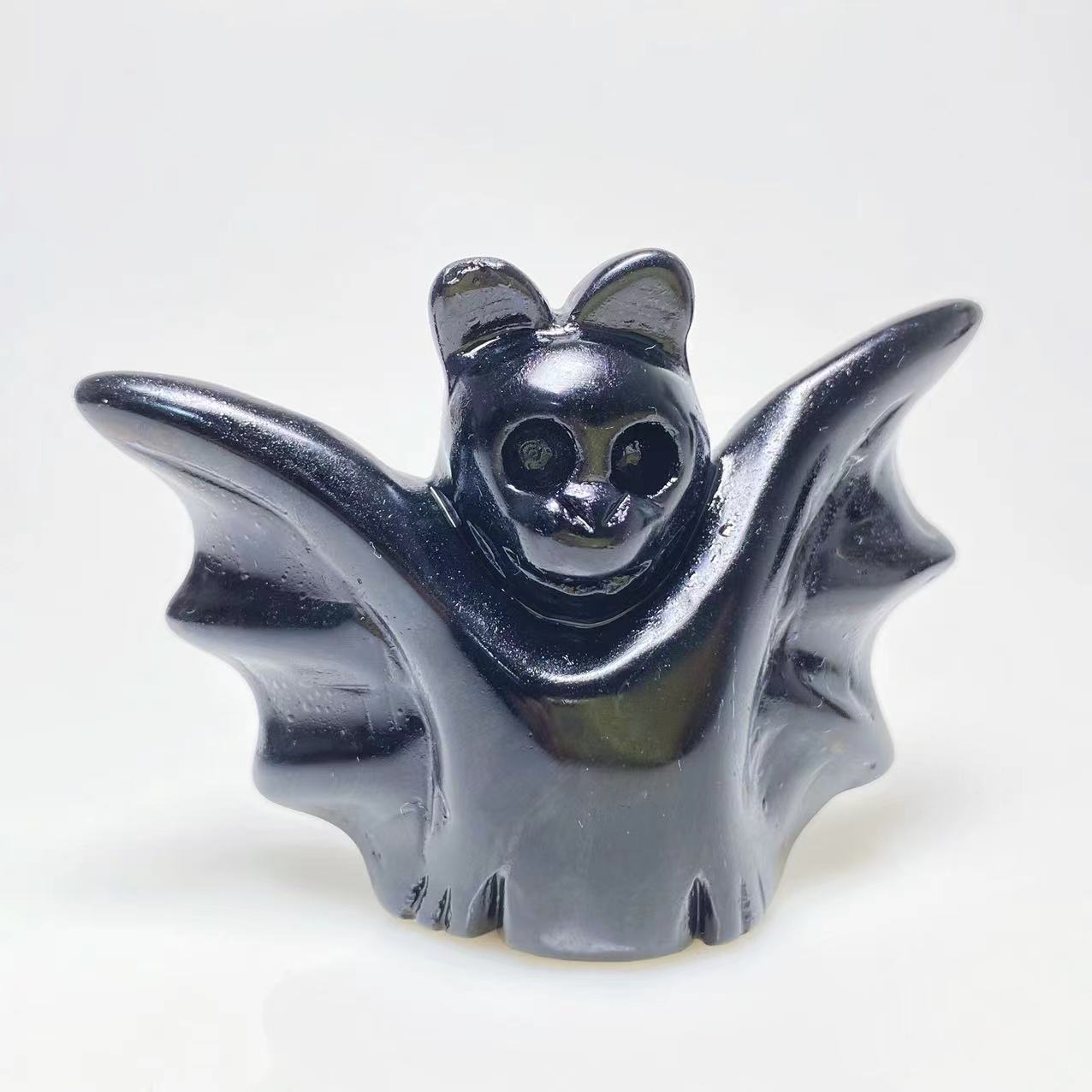 Halloween obsidian bat carving