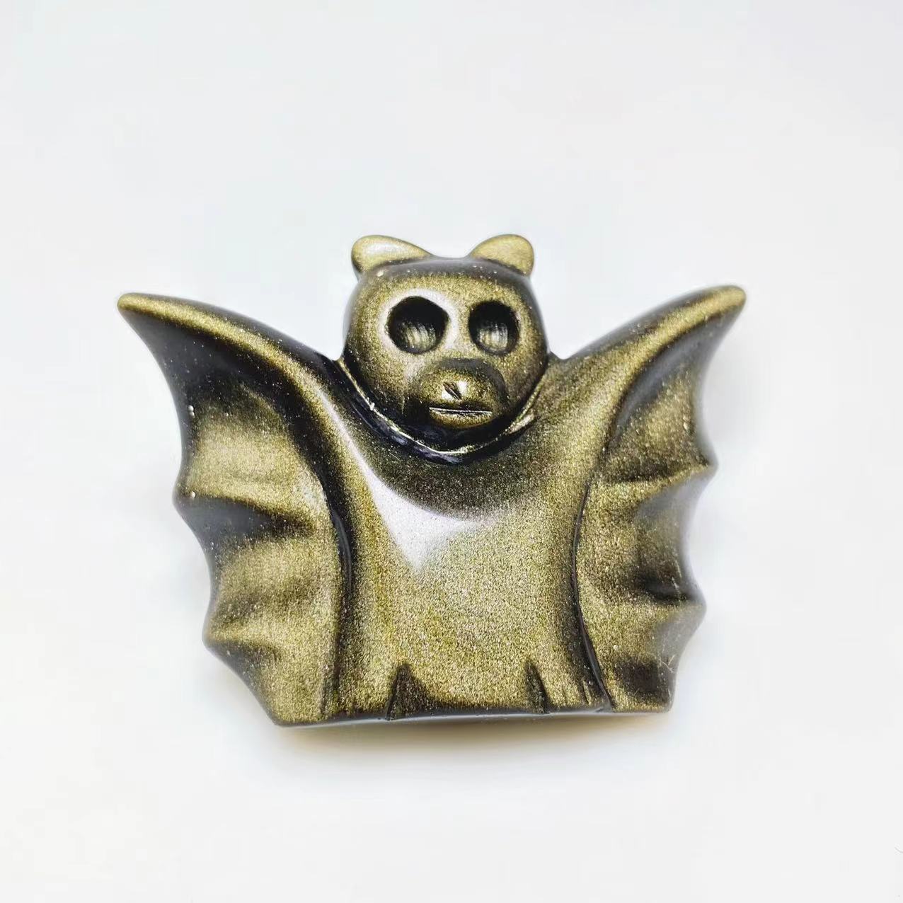 Halloween obsidian bat carving