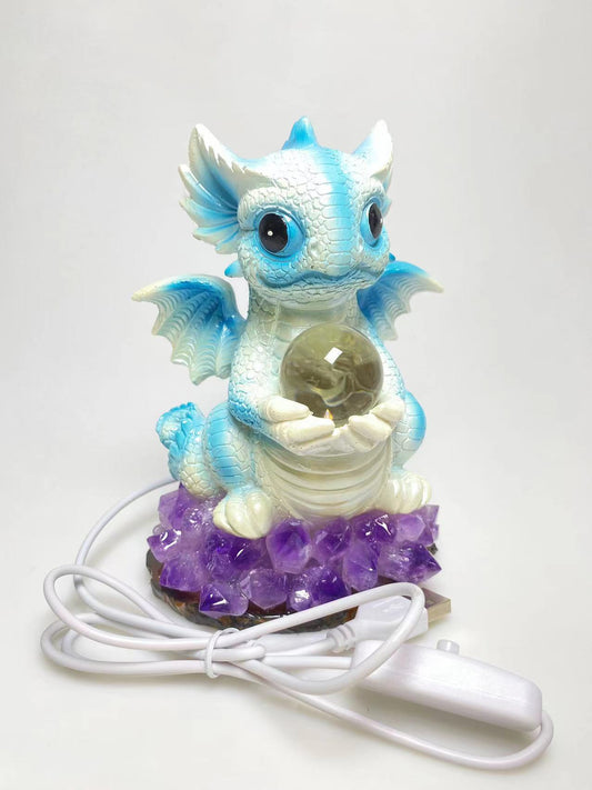 Flying dragon hold sphere light