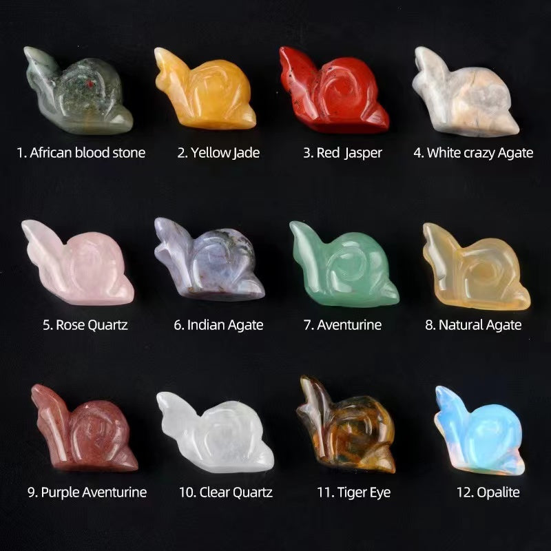 mini crystal snail carvings
