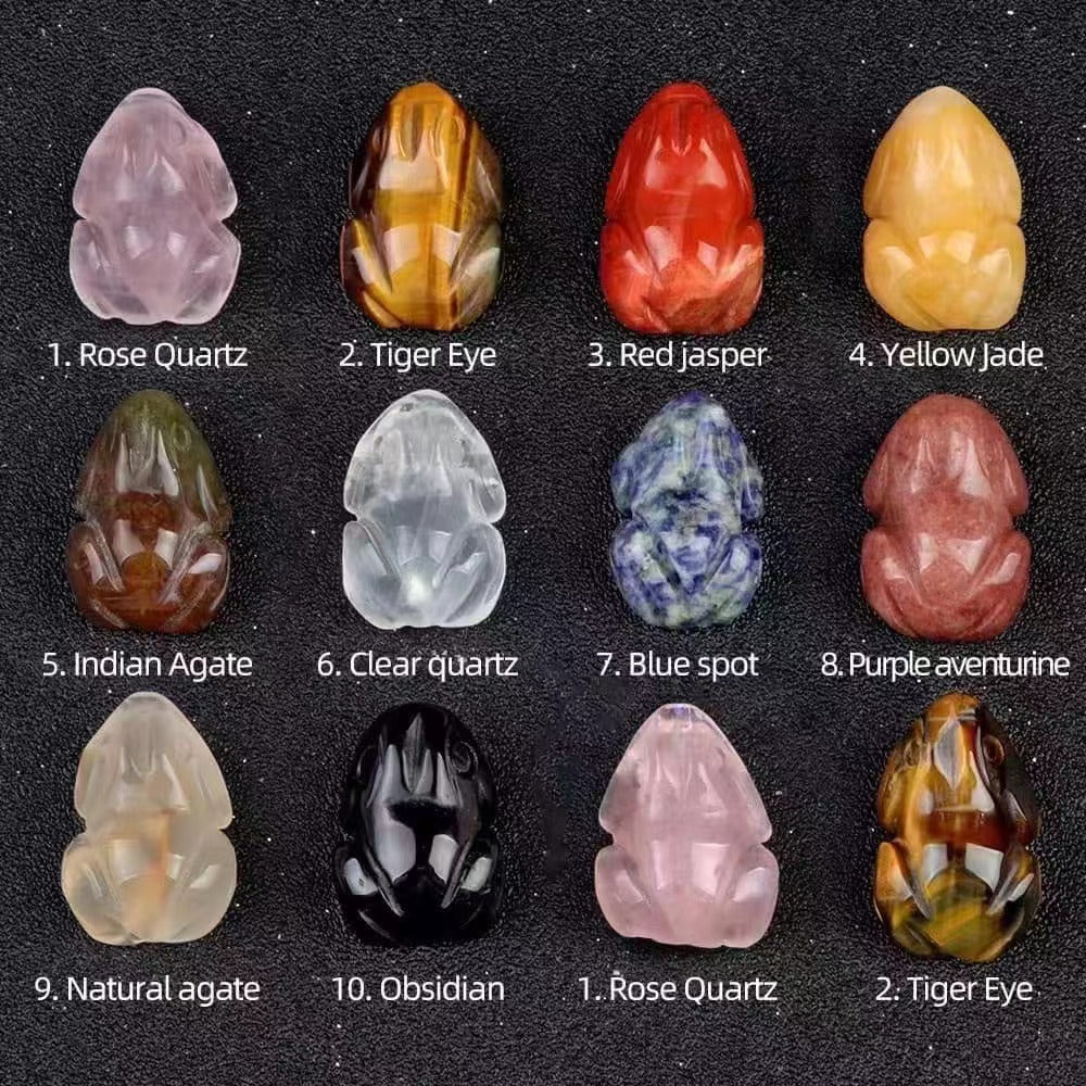 crystal mini frog carvings
