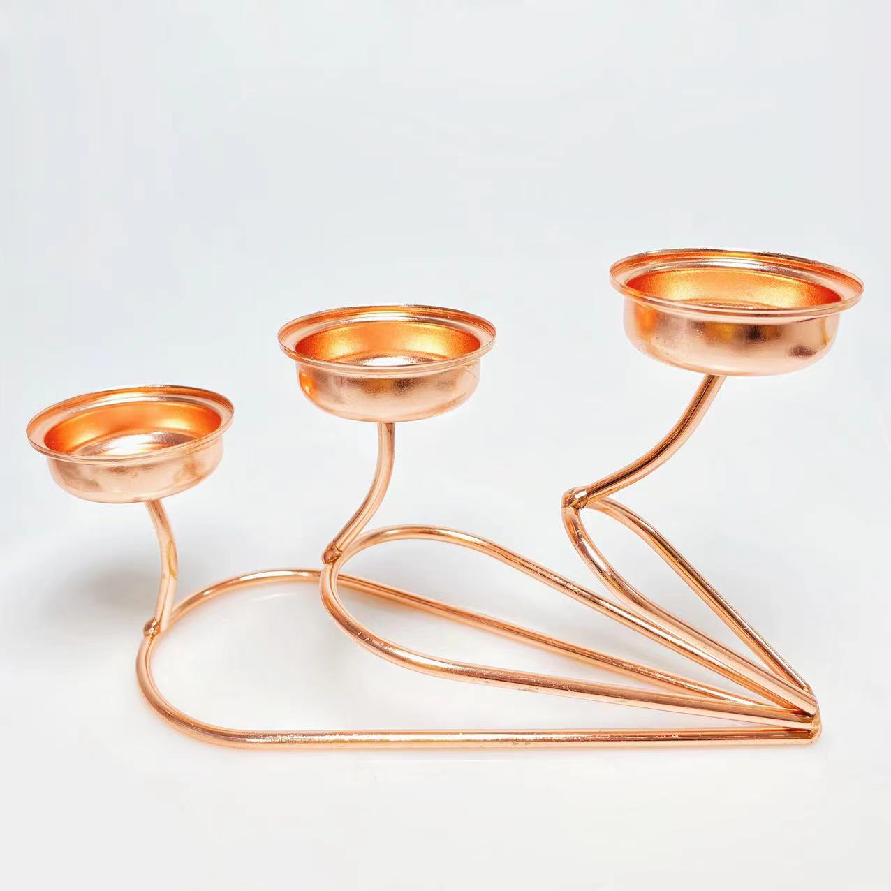 Metal three candle holders