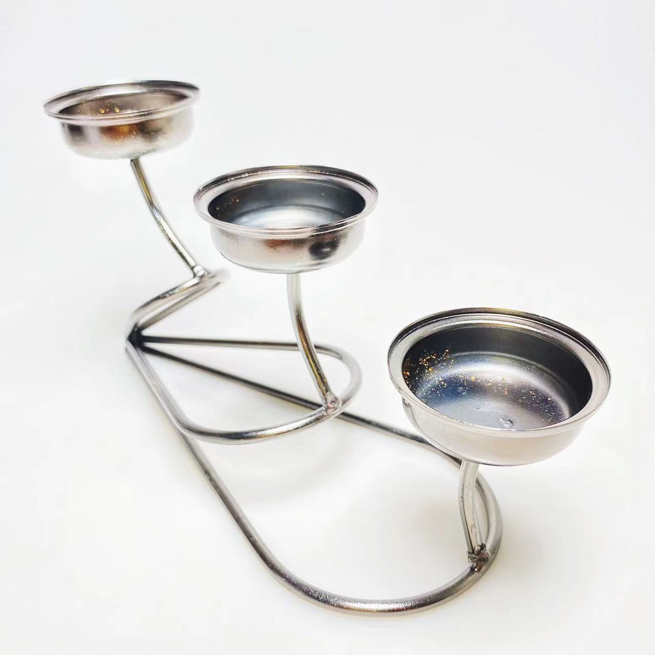 Metal three candle holders