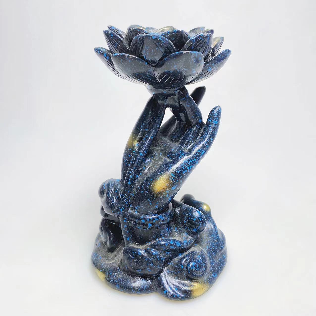 Resin hand with lotus sphere stand