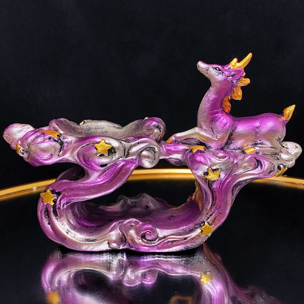 Resin water with deer sphere stand