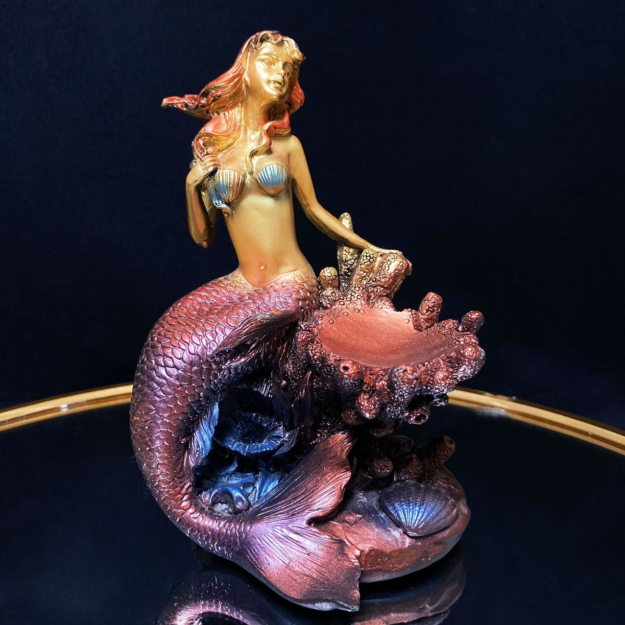 Resin coral mermaid sphere stand