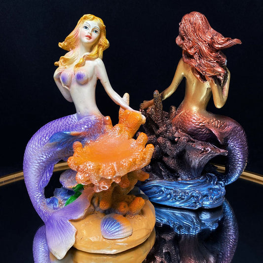 Resin coral mermaid sphere stand