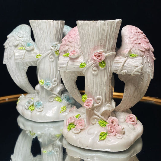 Resin angel body with crucifix tree sphere stand