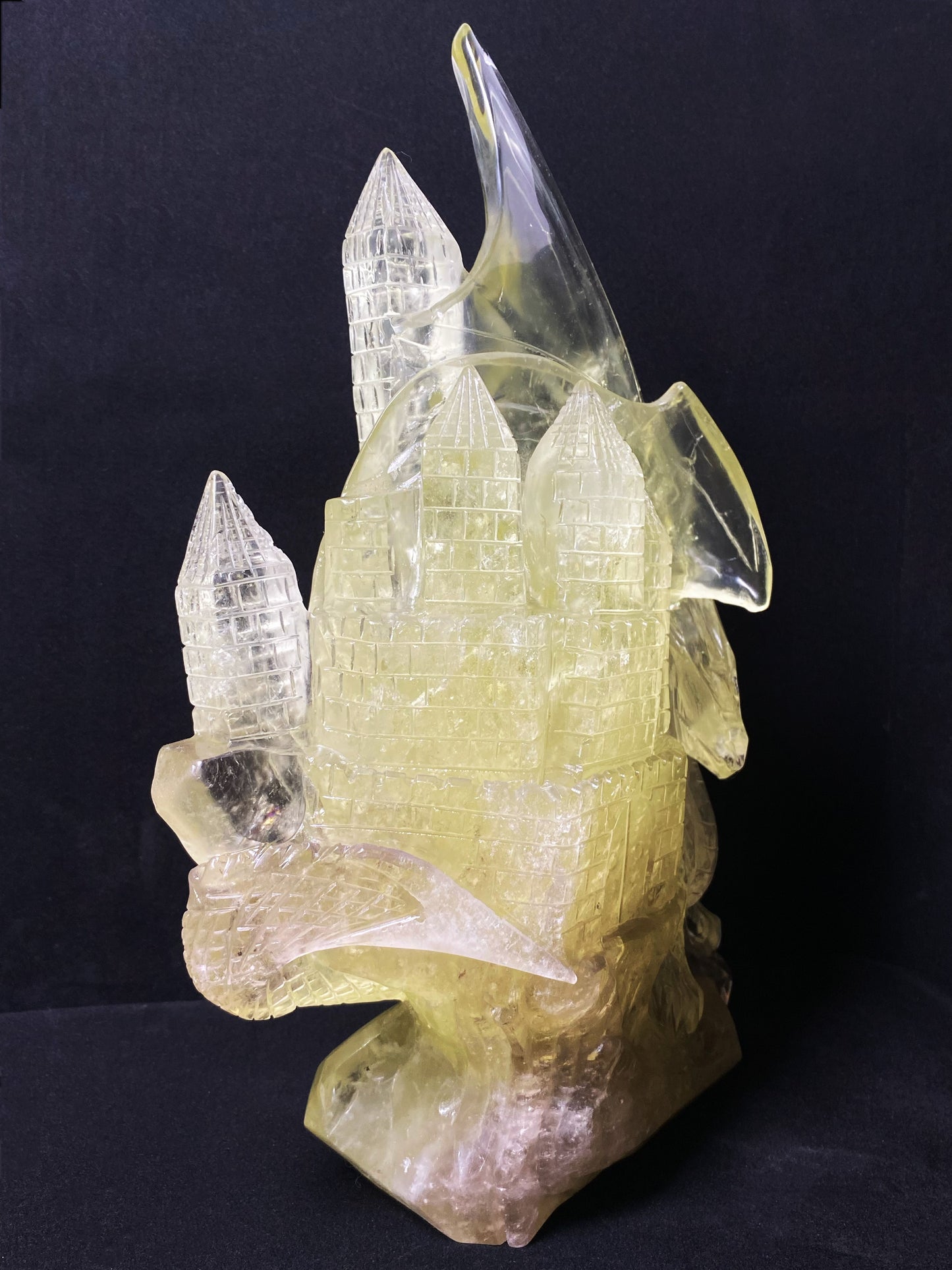004-Citrine quartz flying dragon on castle