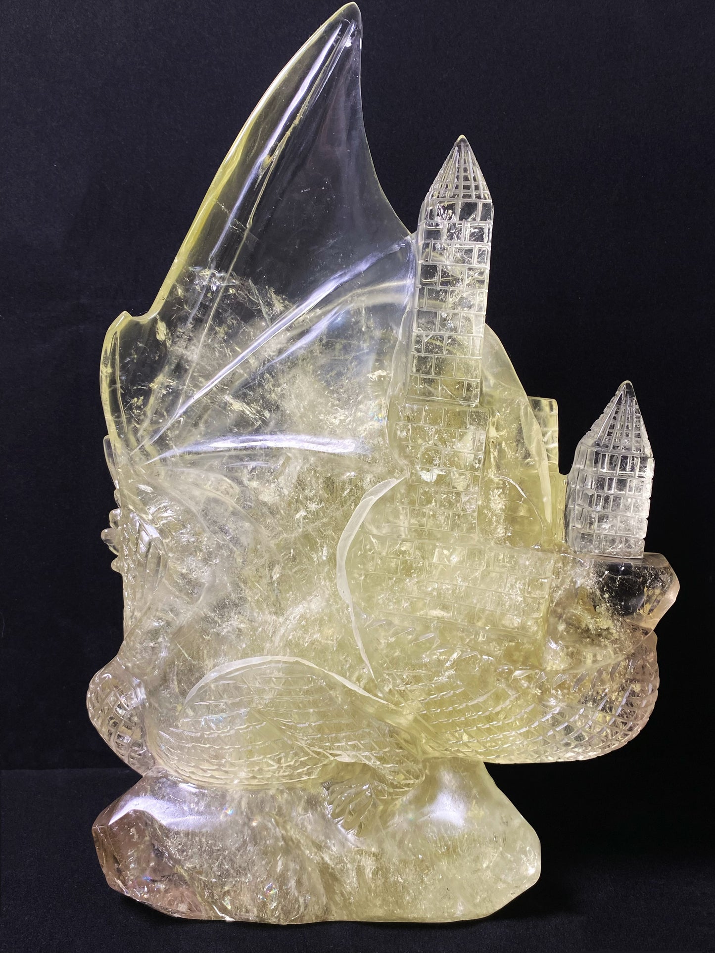 004-Citrine quartz flying dragon on castle