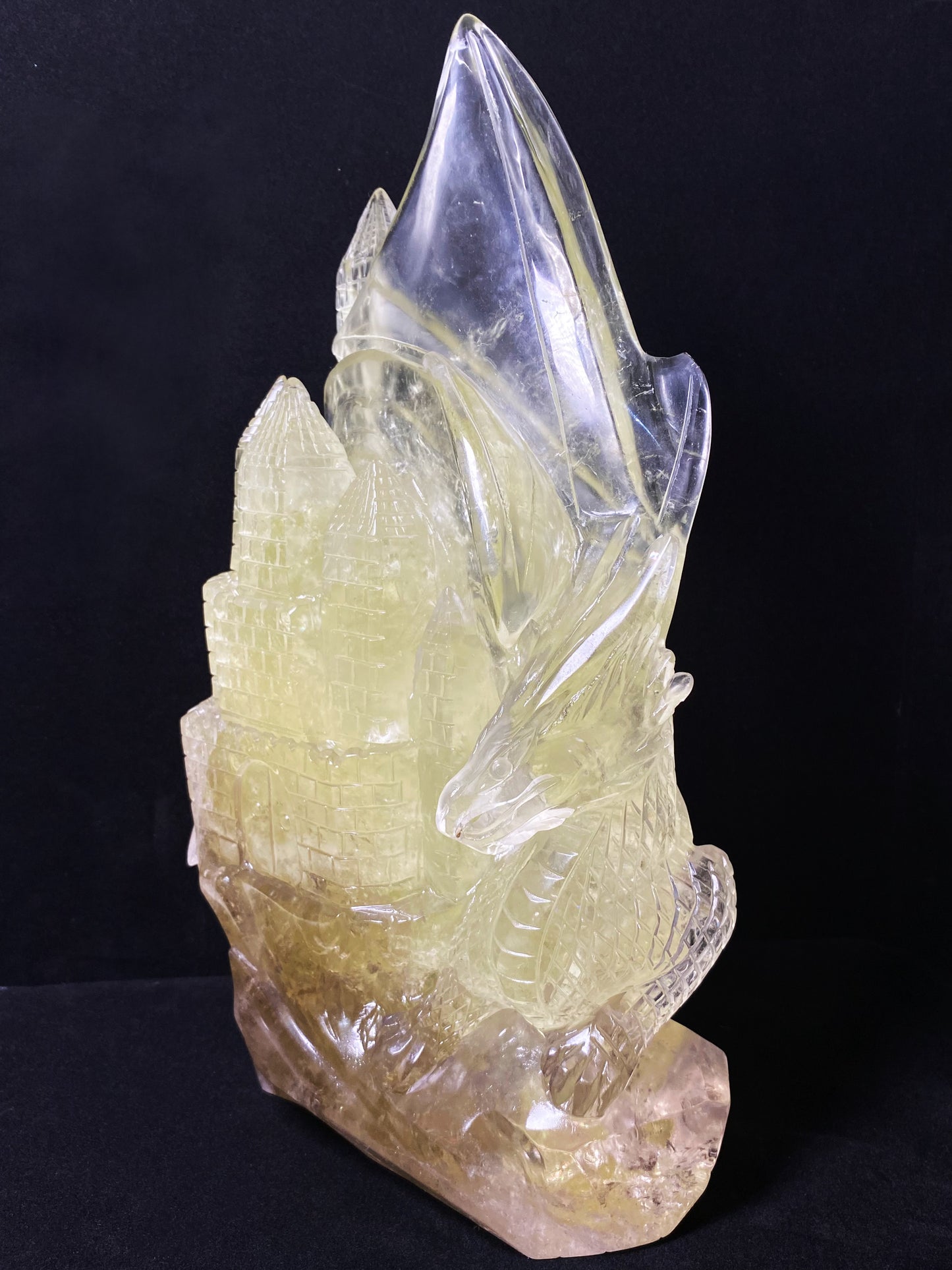 004-Citrine quartz flying dragon on castle