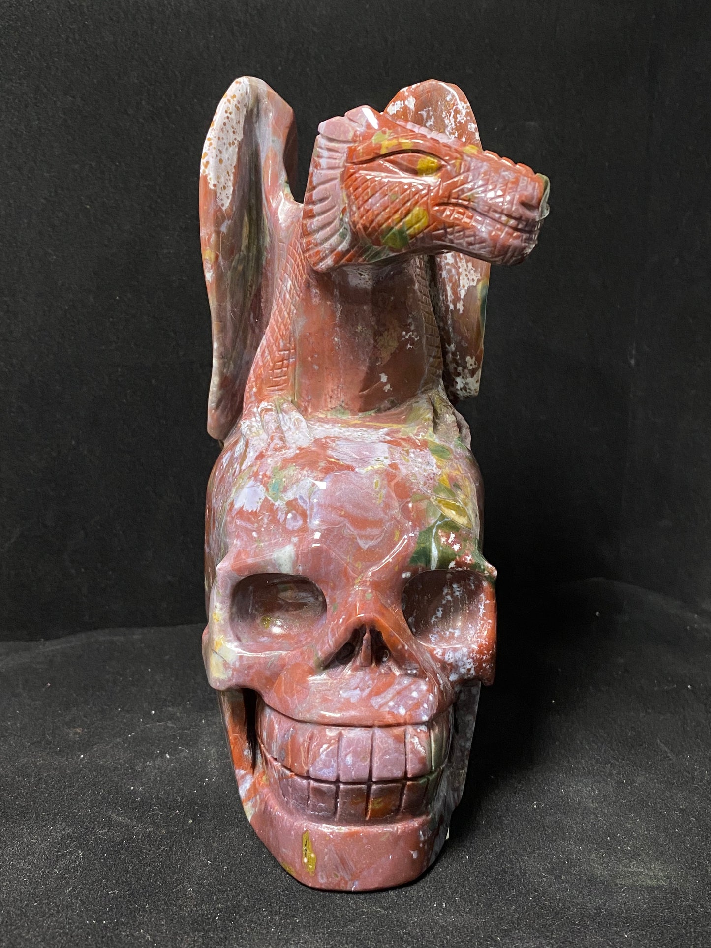 075-Ocean jasper flying dragon on skull #2284