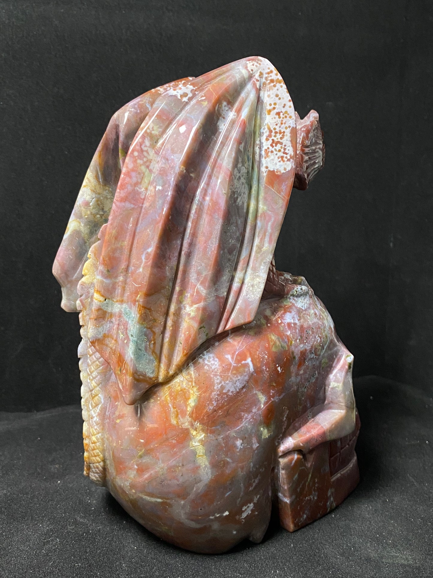 075-Ocean jasper flying dragon on skull #2284