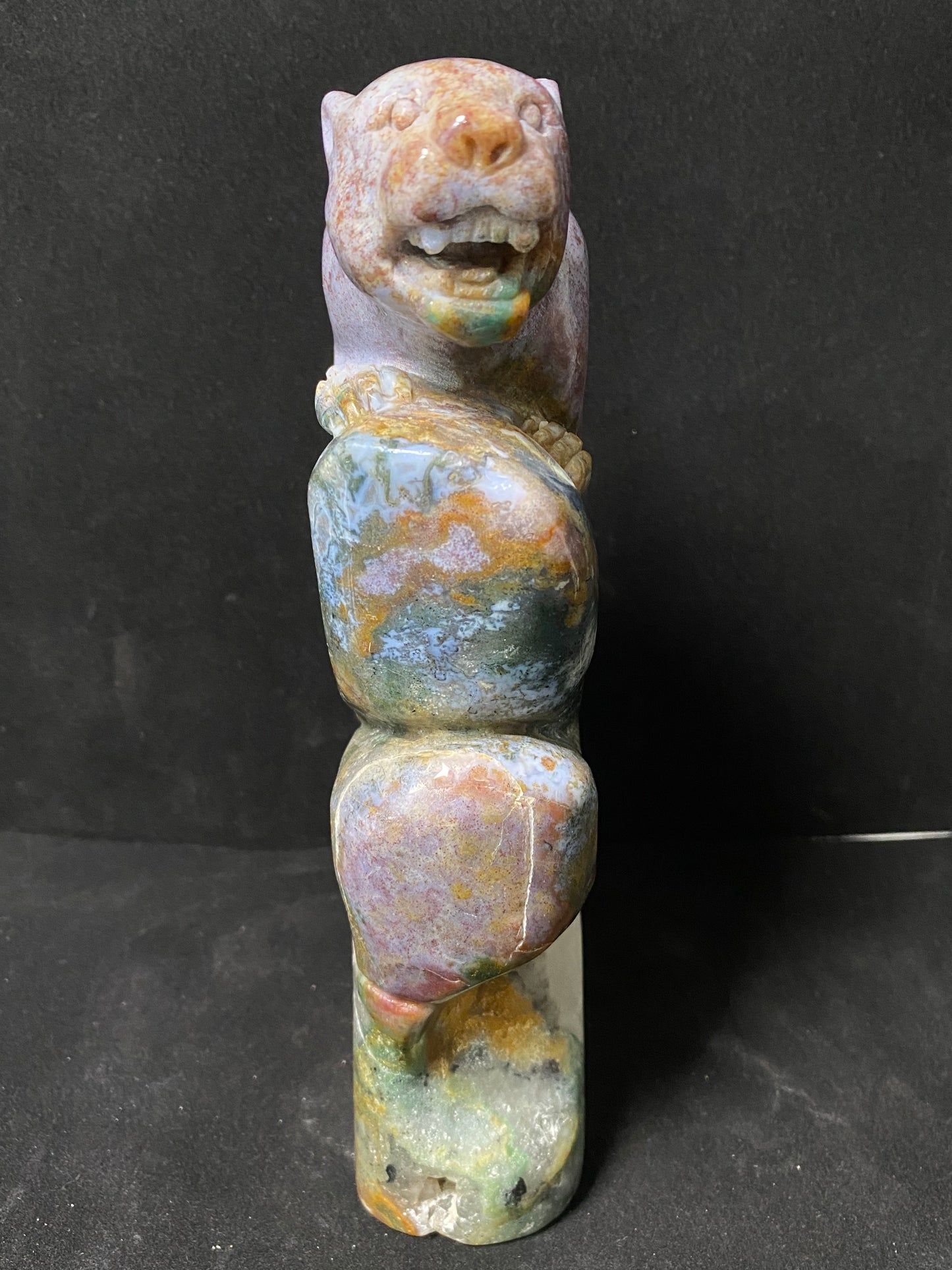 Ocean jasper tiger on stone carving