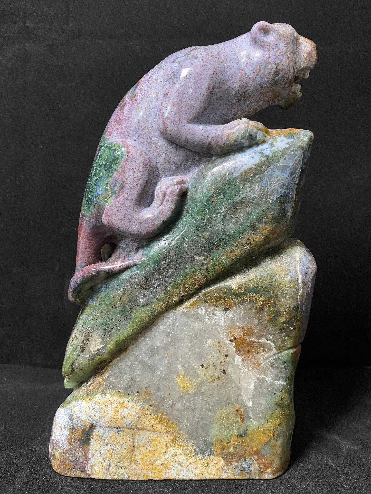 Ocean jasper tiger on stone carving