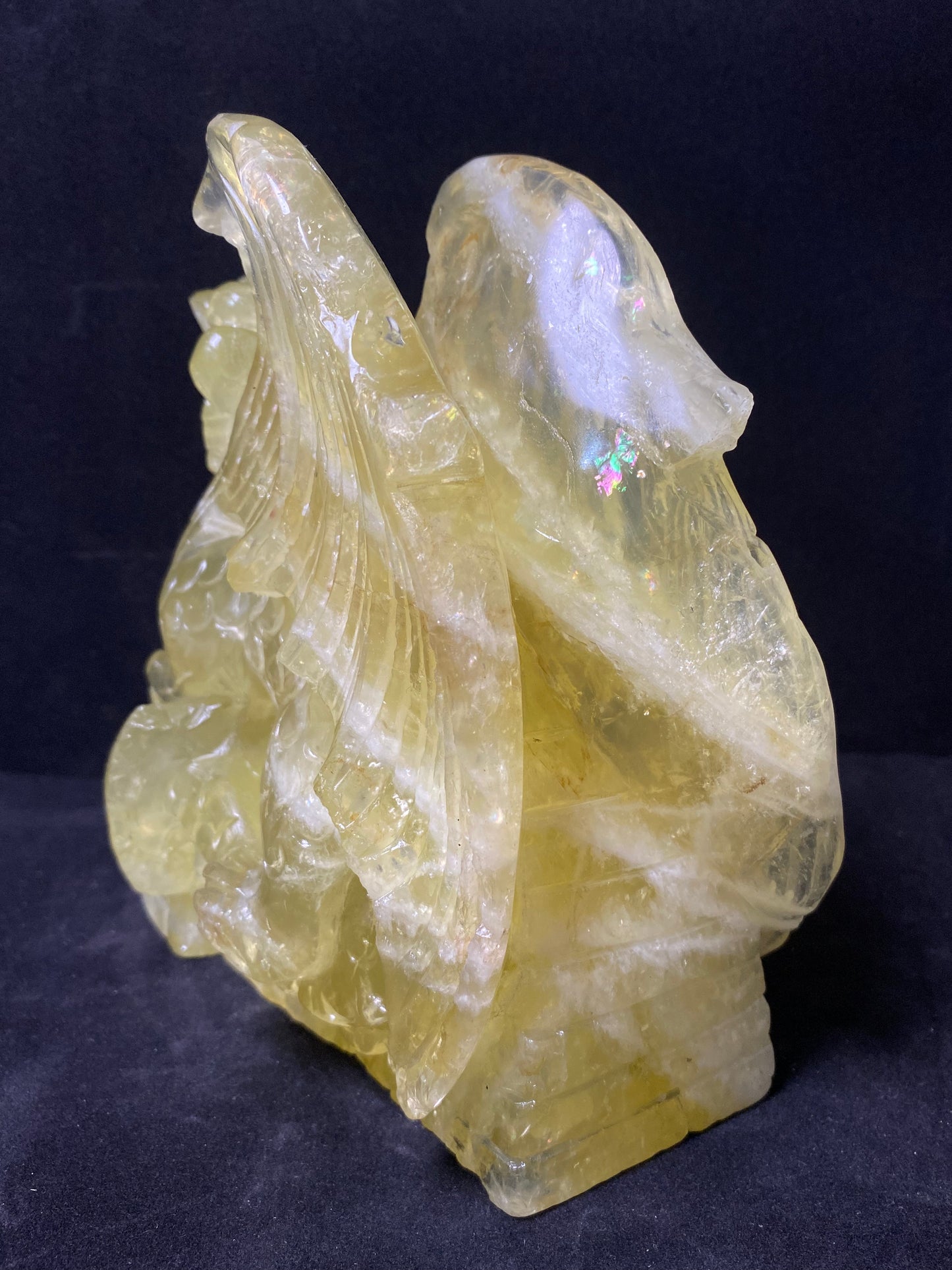 Citrine quartz flying dragon on castle carving #2847