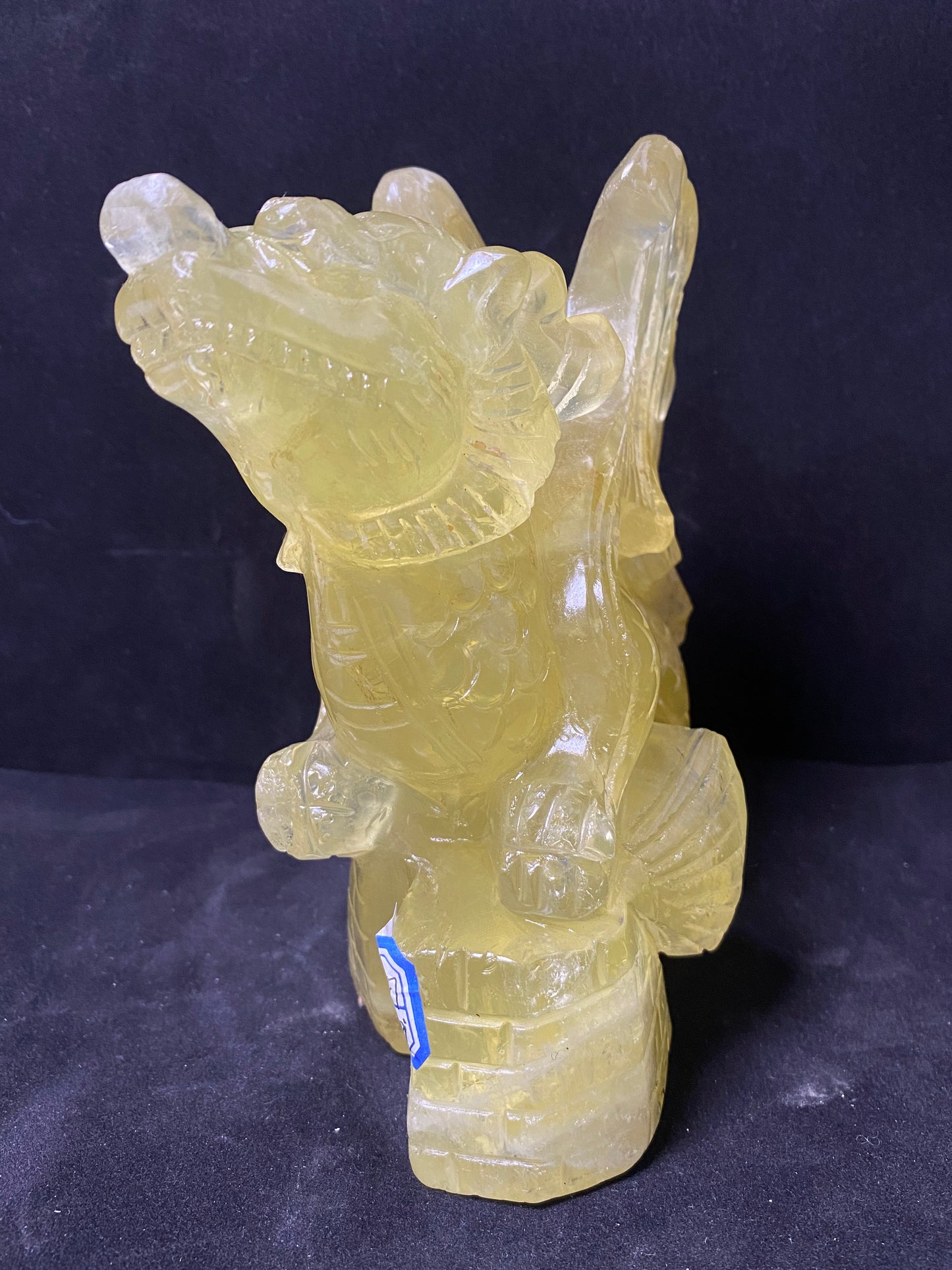 Citrine quartz flying dragon on castle carving #2847