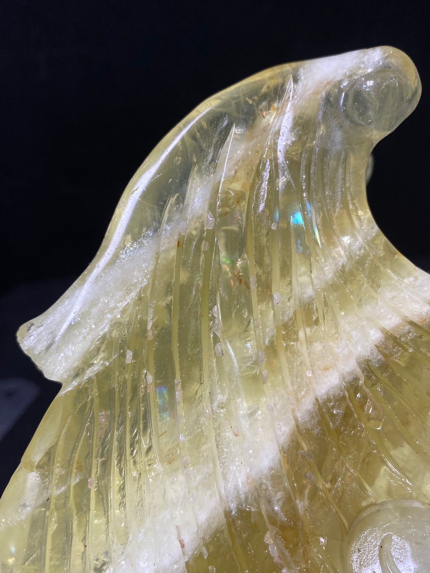 Citrine quartz flying dragon on castle carving #2847