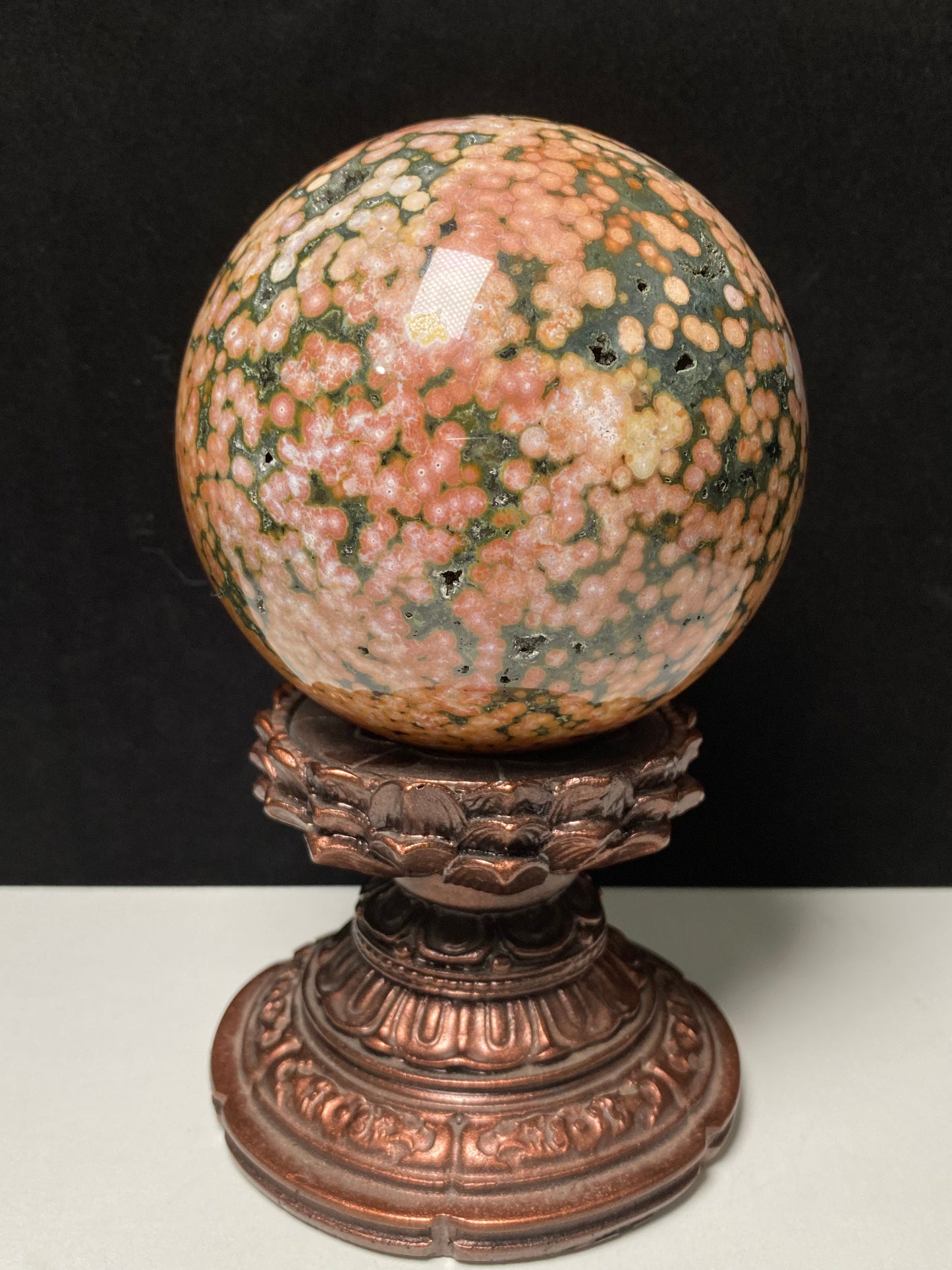 Ocean jasper with circles sphere