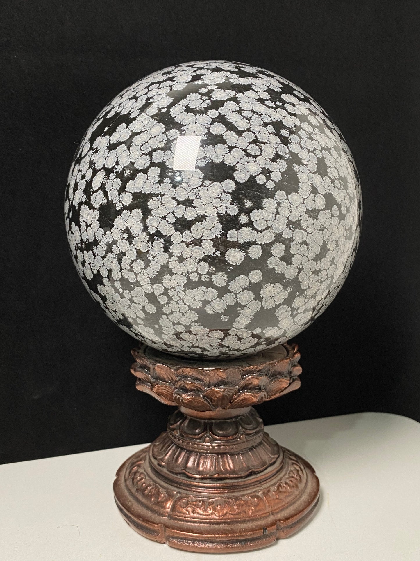 Snowflake obsidian sphere