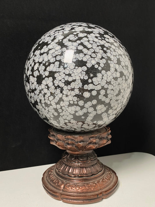 Snowflake obsidian sphere