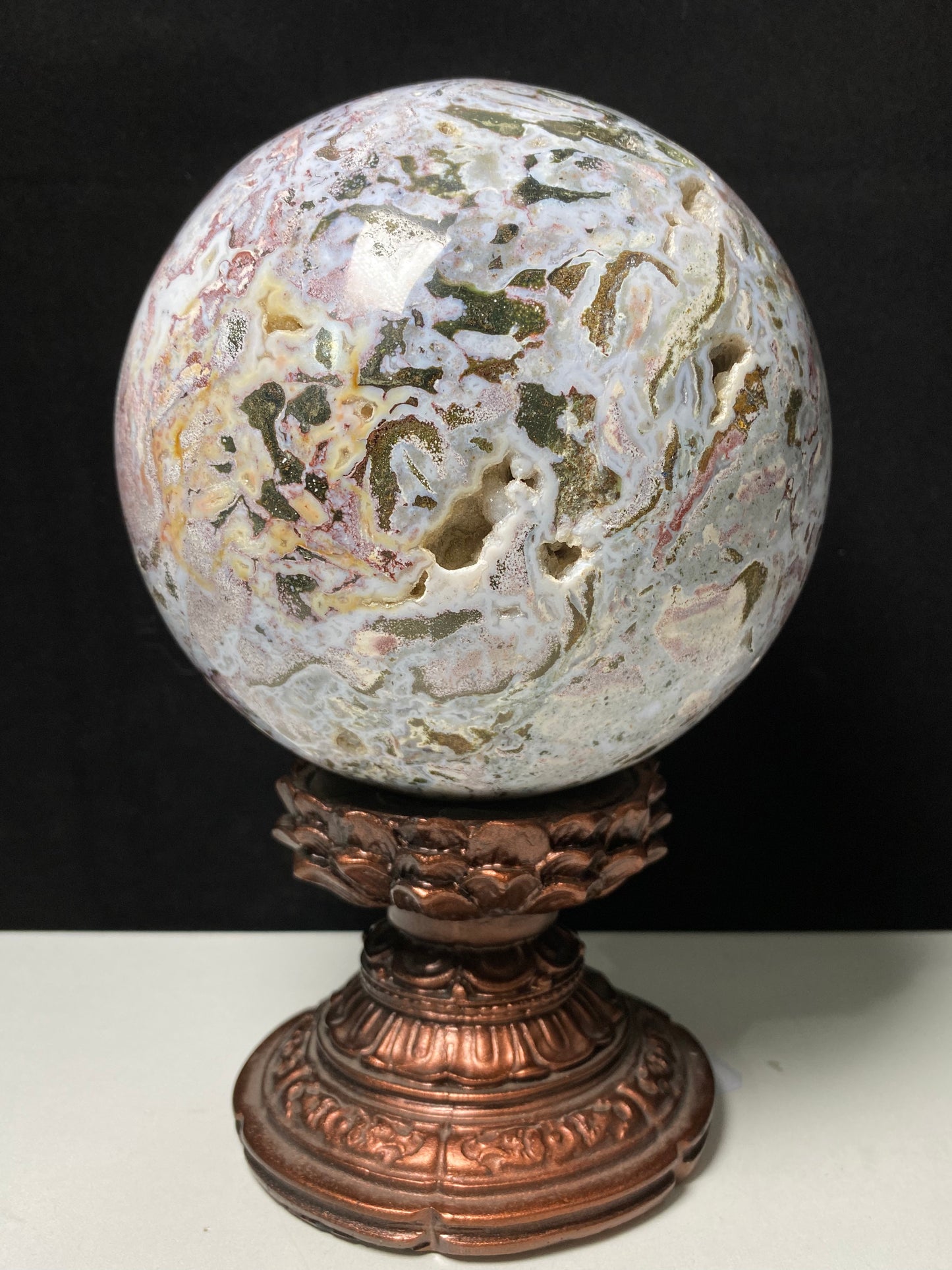 Pink ocean jasper sphere