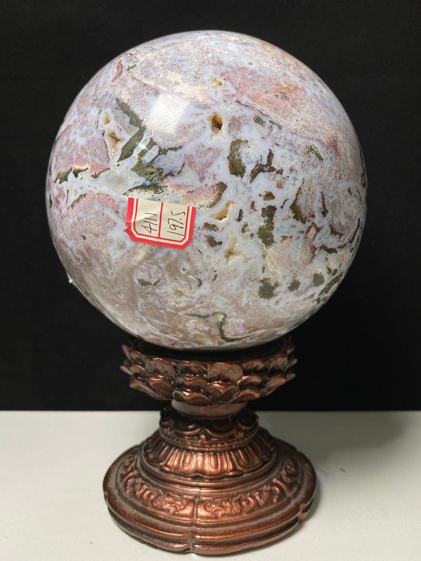 Pink ocean jasper sphere