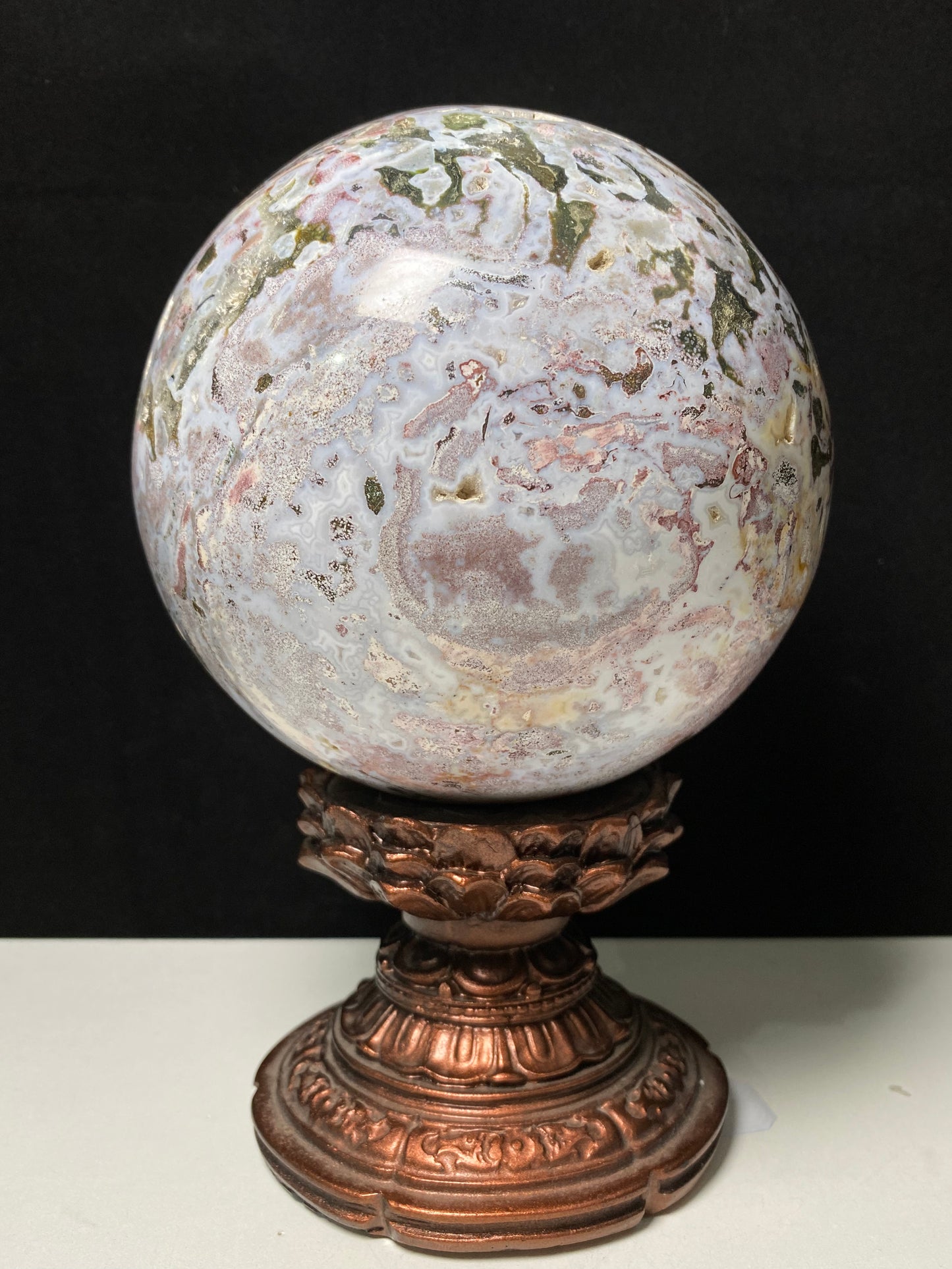 Pink ocean jasper sphere