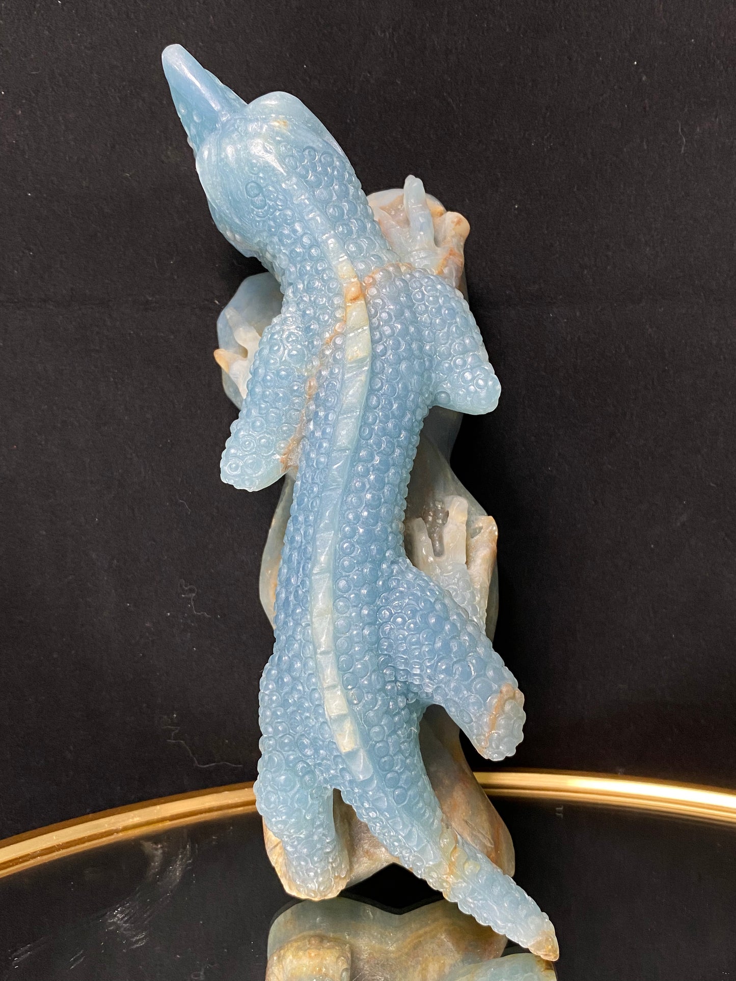 Blue onyx alligator carving#1229