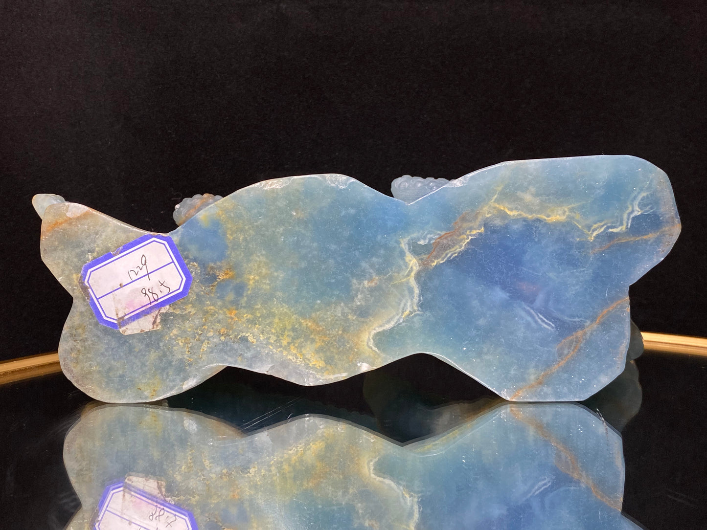 Blue onyx alligator carving#1229