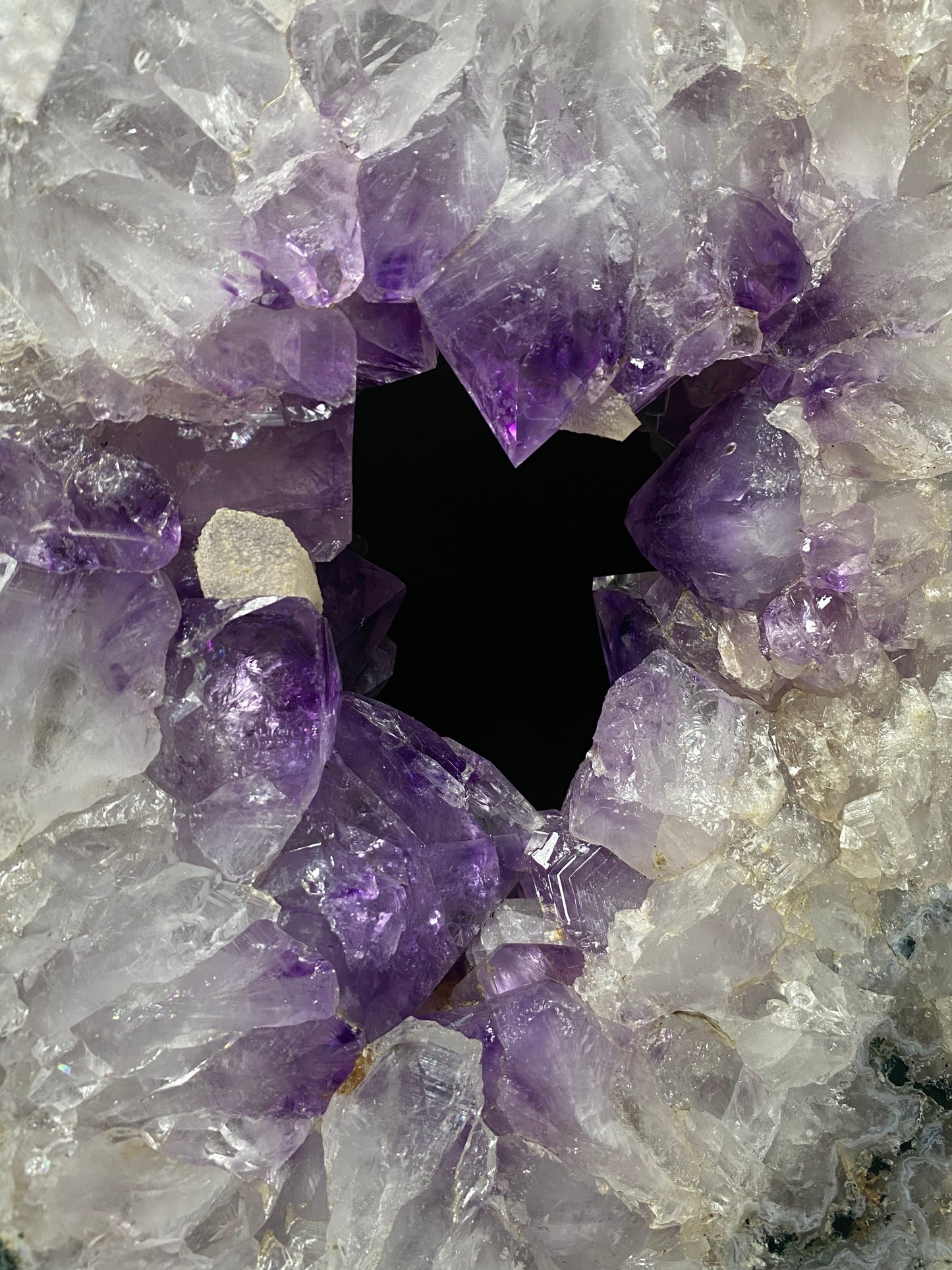 Amethyst agate open clusters slab with stand