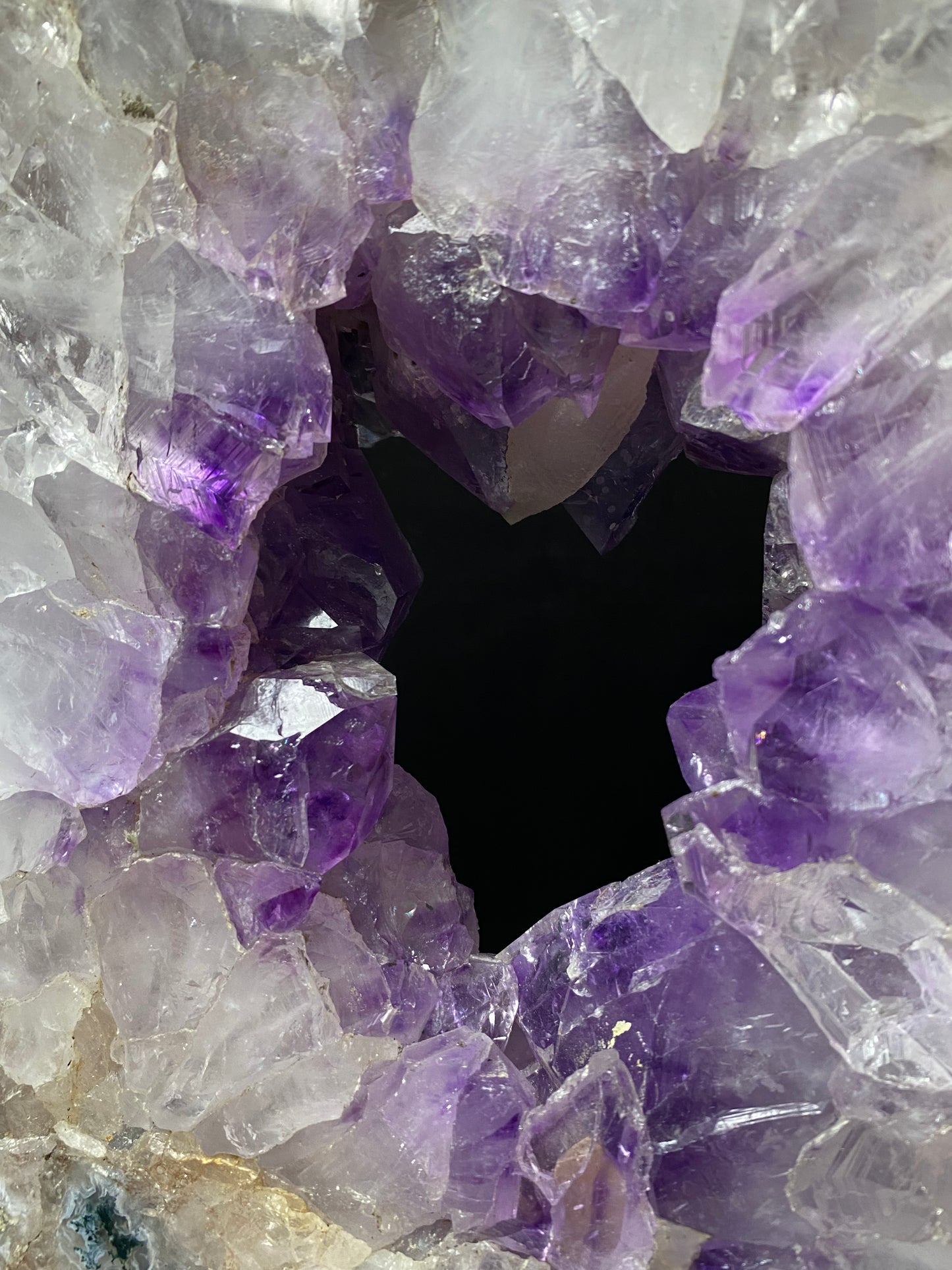 Amethyst agate open clusters slab with stand
