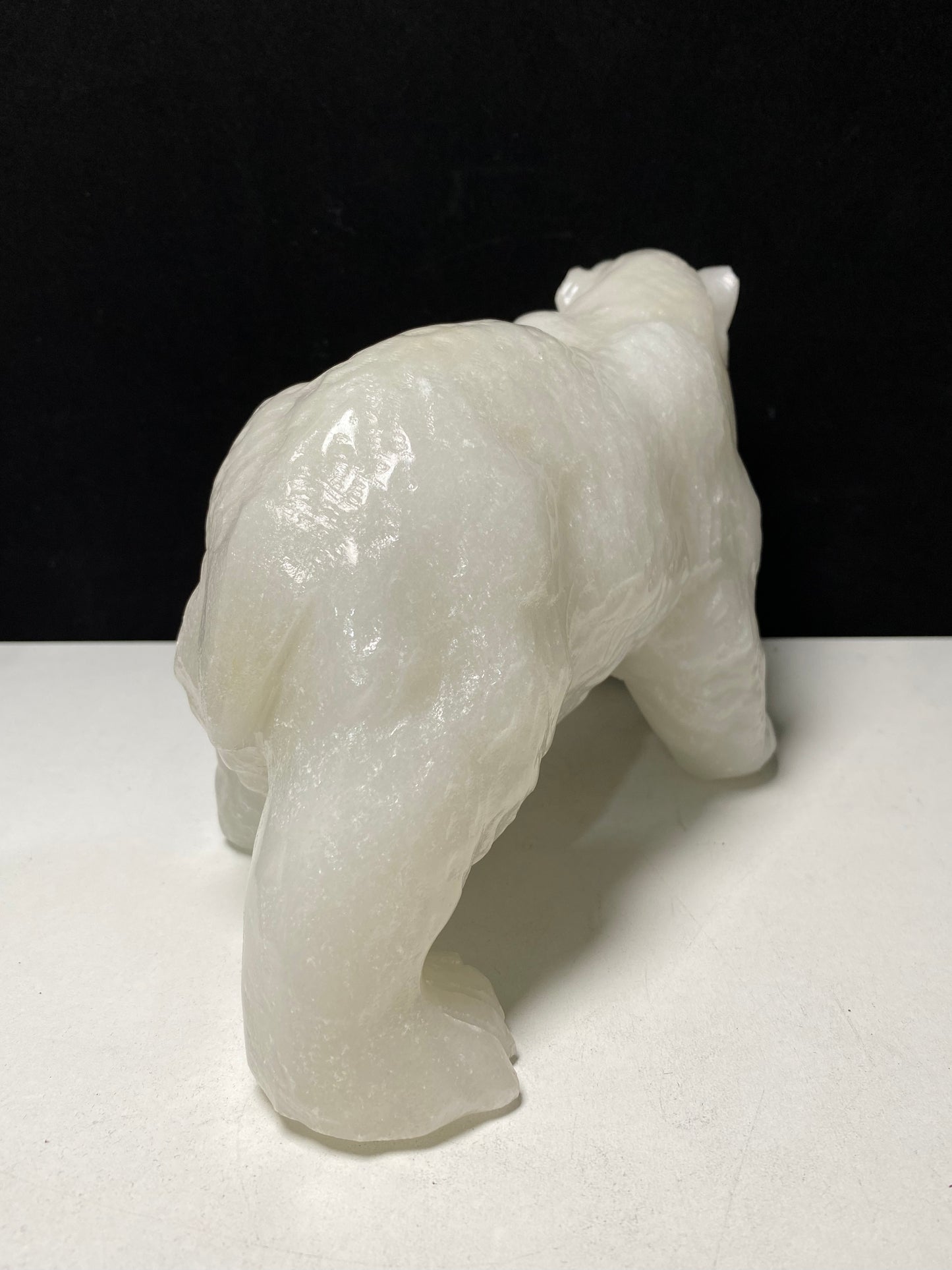 White jade polar bear carving#2700
