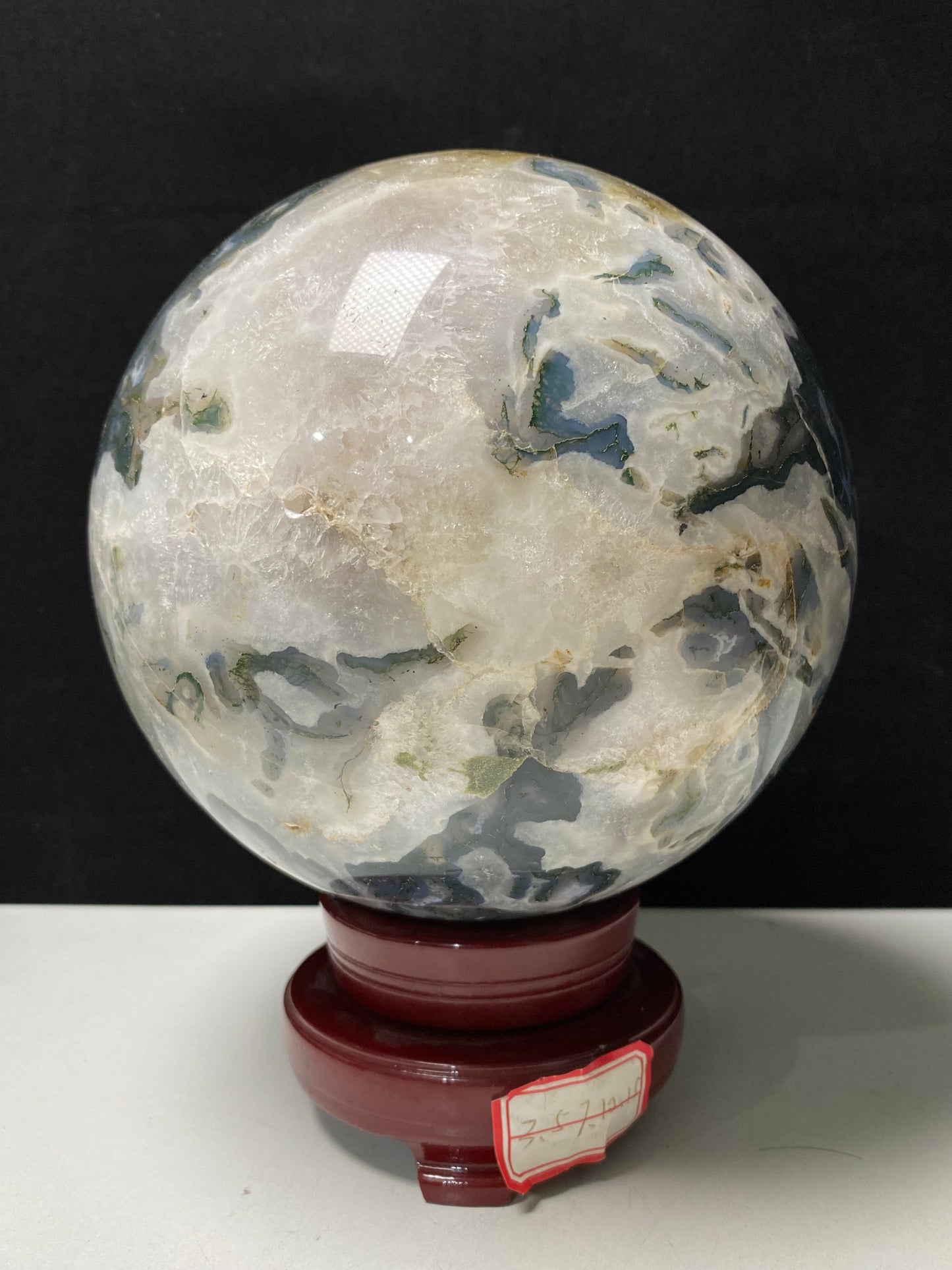 Moss agate sphere#6098