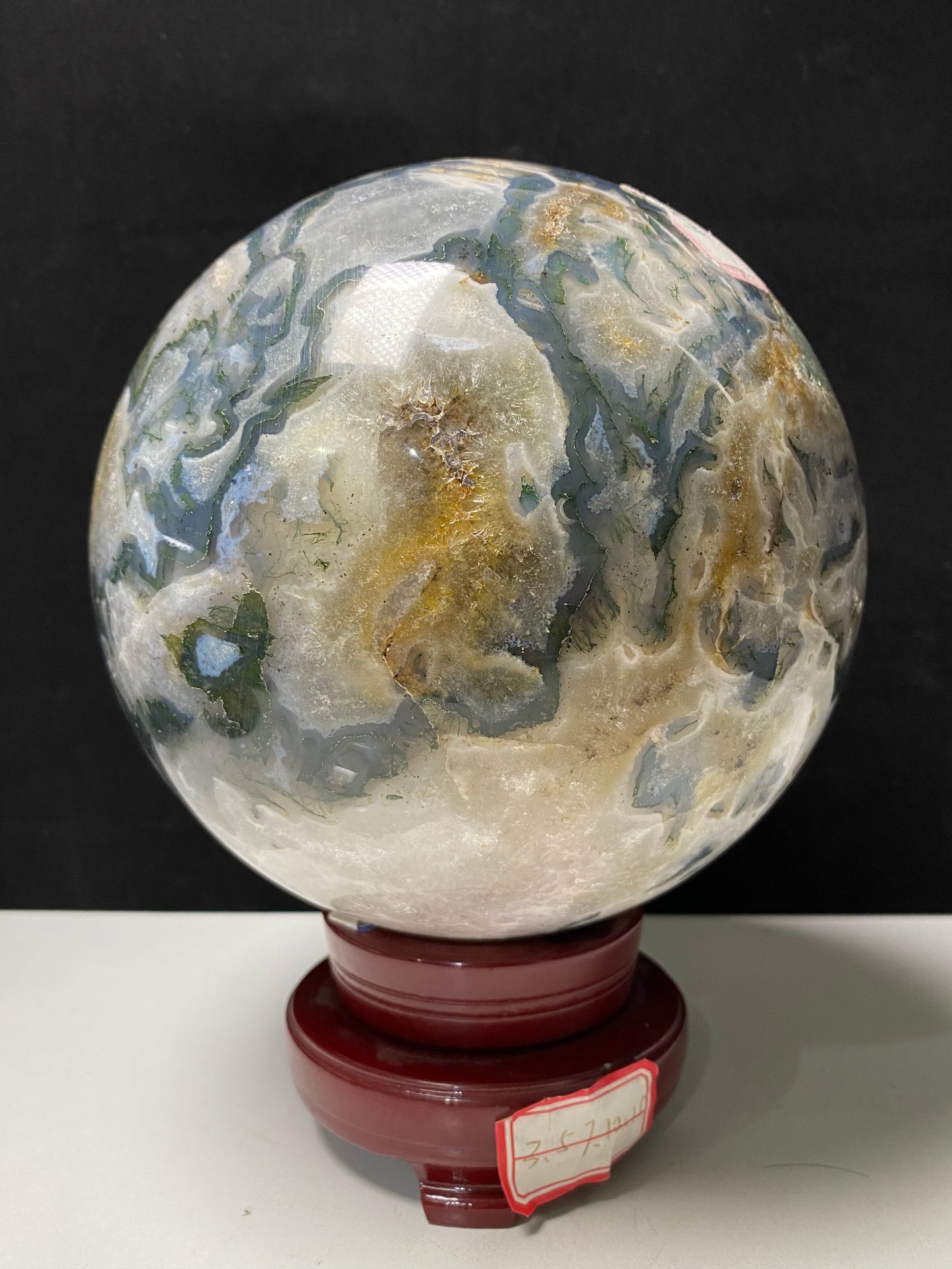 Moss agate sphere#6098