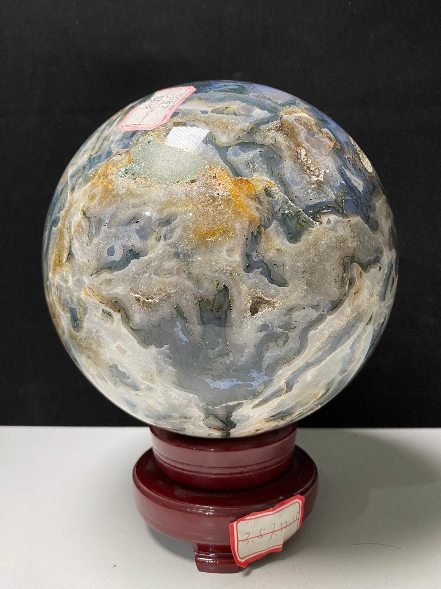 Moss agate sphere#6098