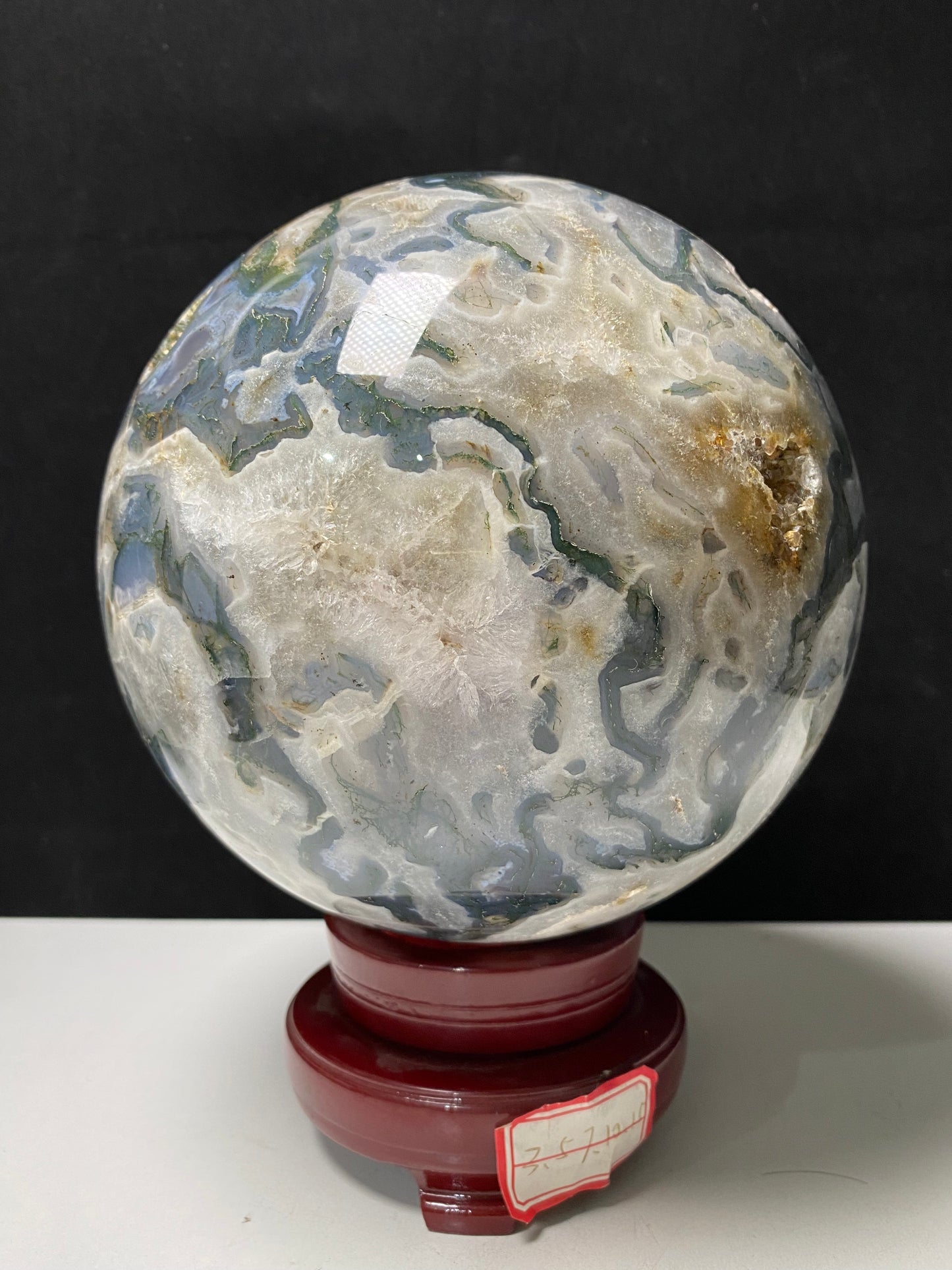 Moss agate sphere#6098