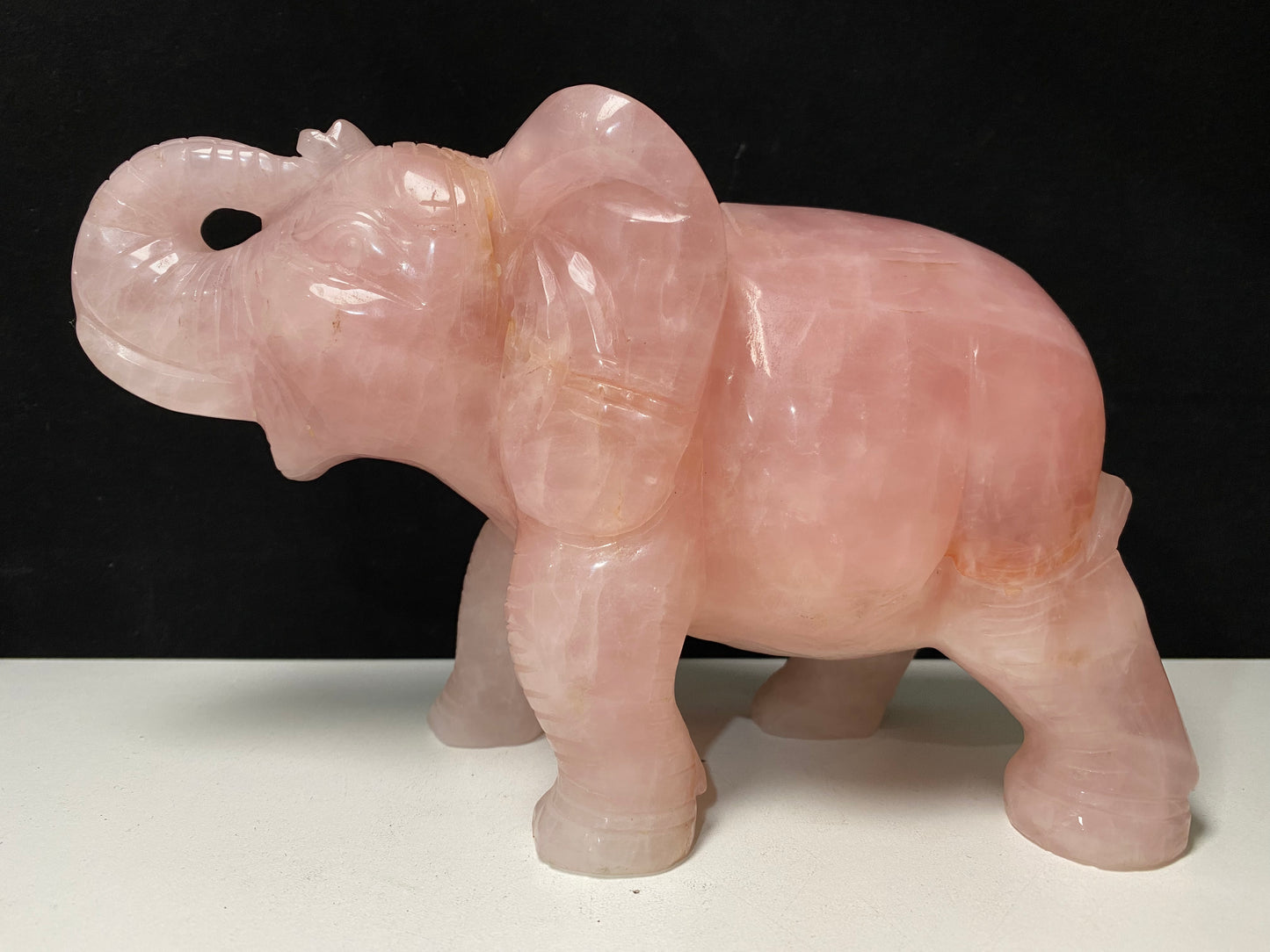 Rose quartz elephant