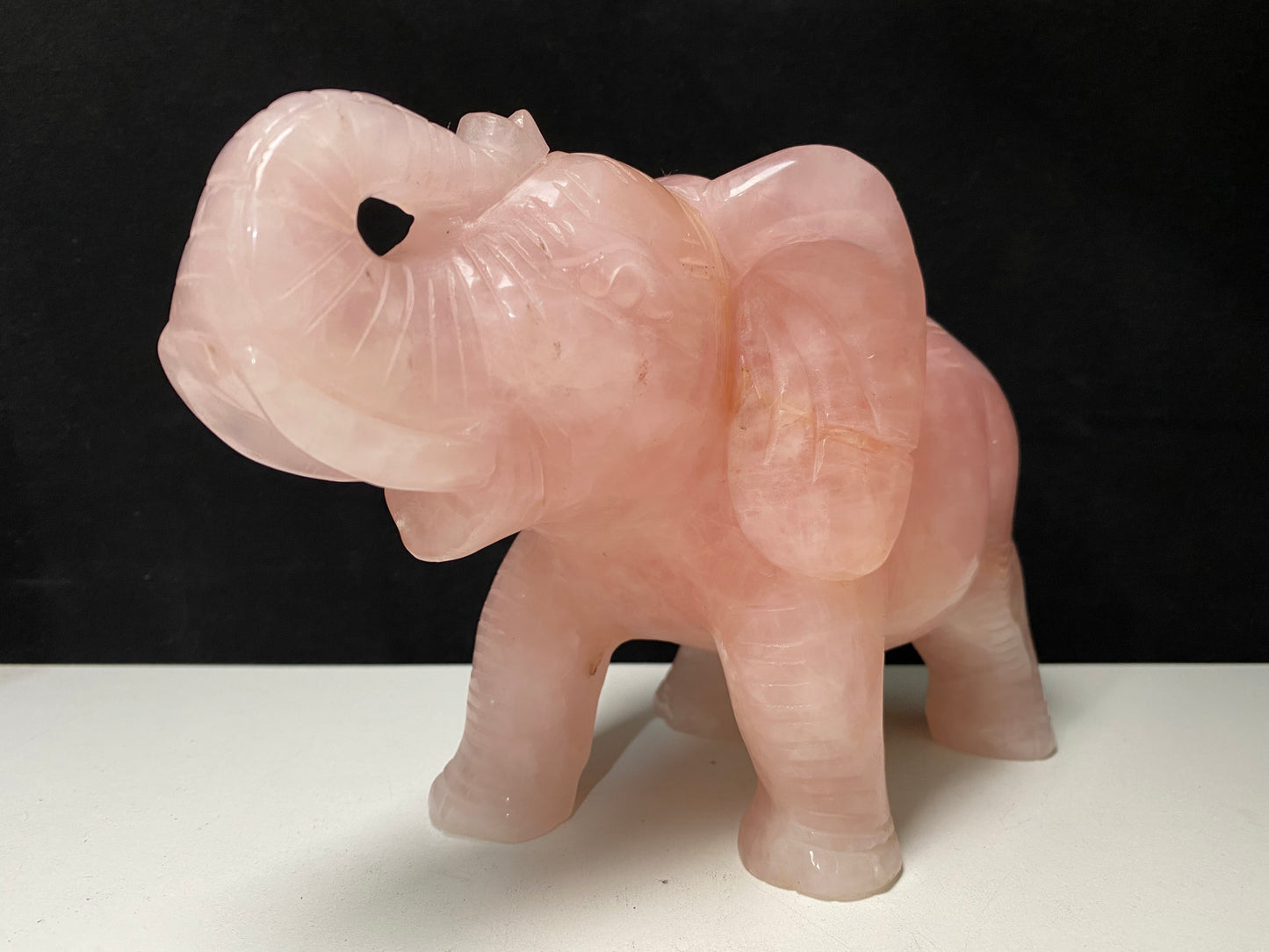 Rose quartz elephant
