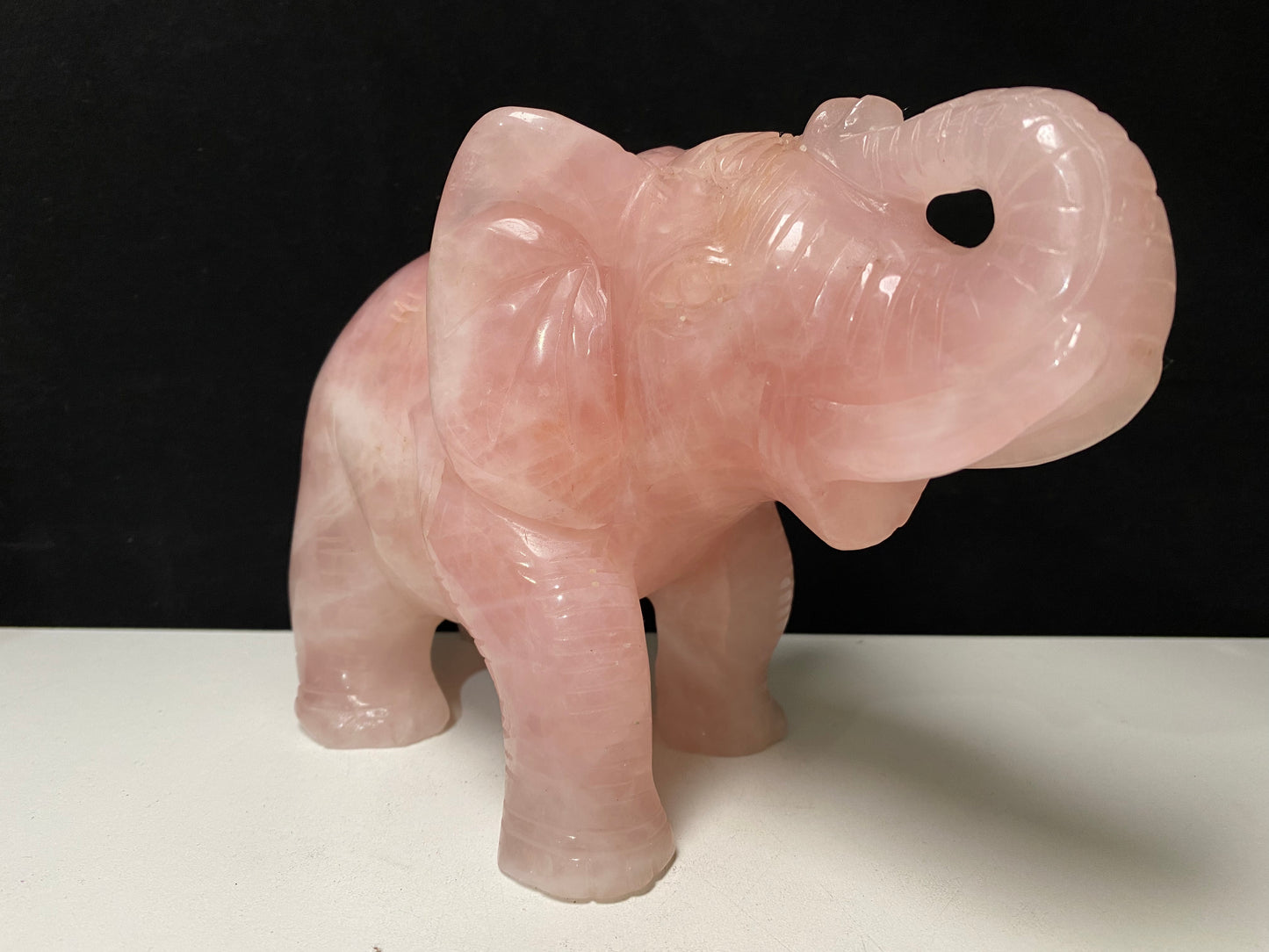Rose quartz elephant