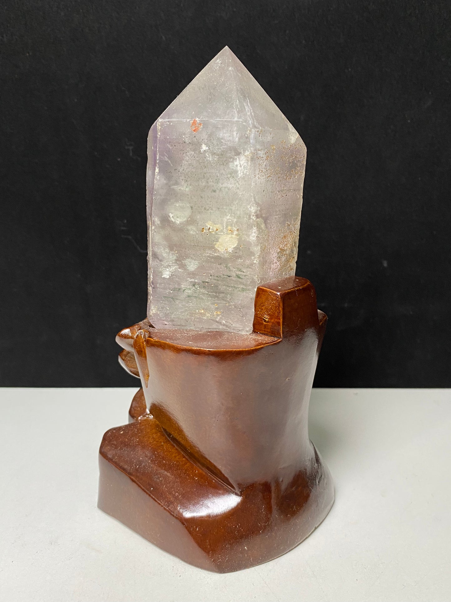 Amethyst water enhydros with wooden stand #E13