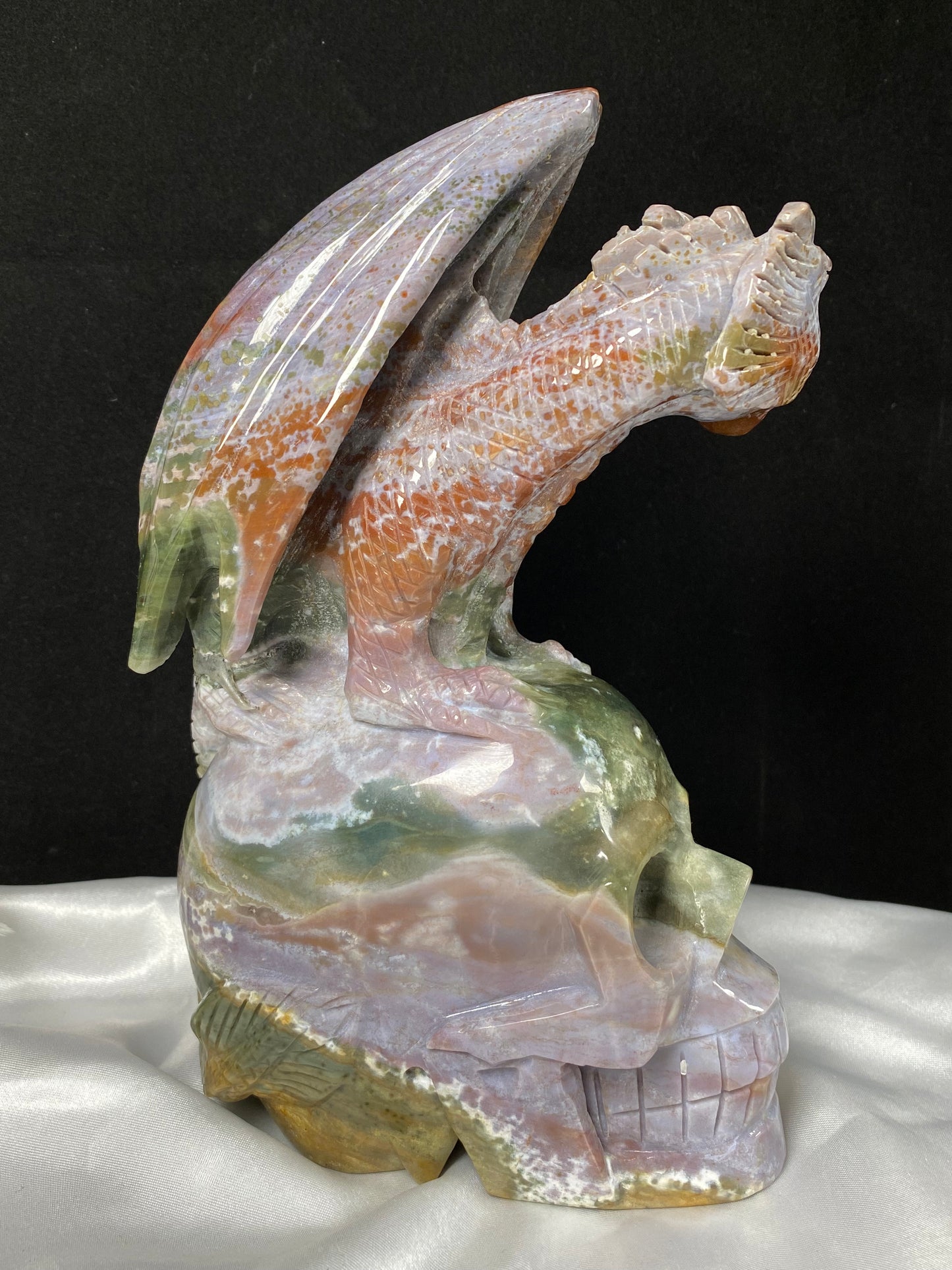 Ocean jasper flying dragon on castle #2230