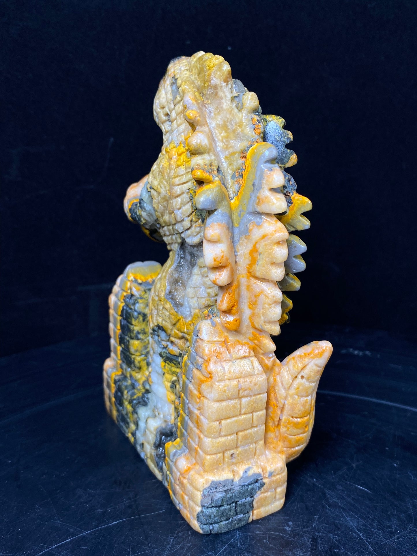 132-Bumble bee jasper dinosaur carving #0783